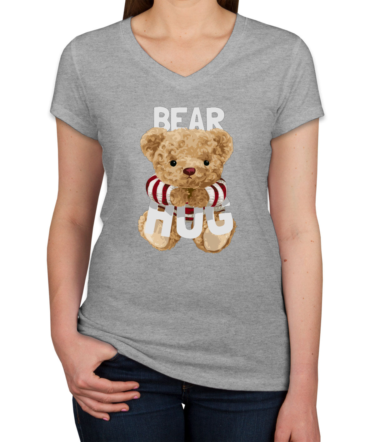 Teddy Bear Hug Women's V Neck T-shirt