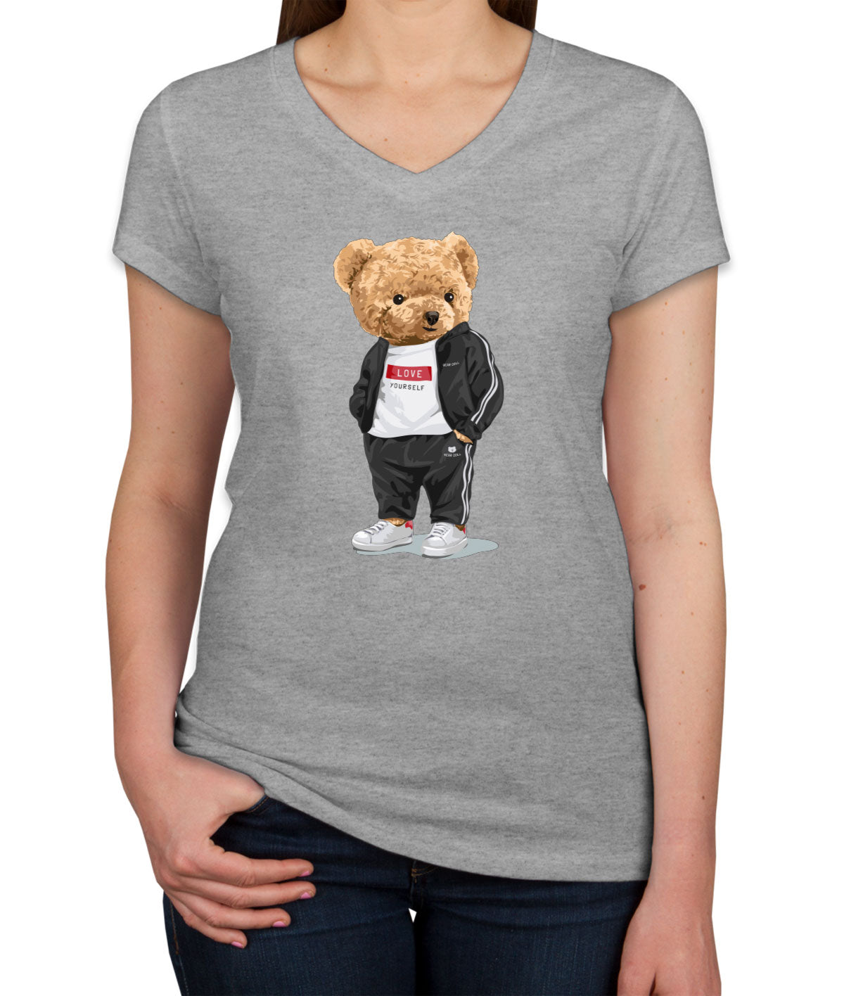 Teddy Bear Love Women's V Neck T-shirt