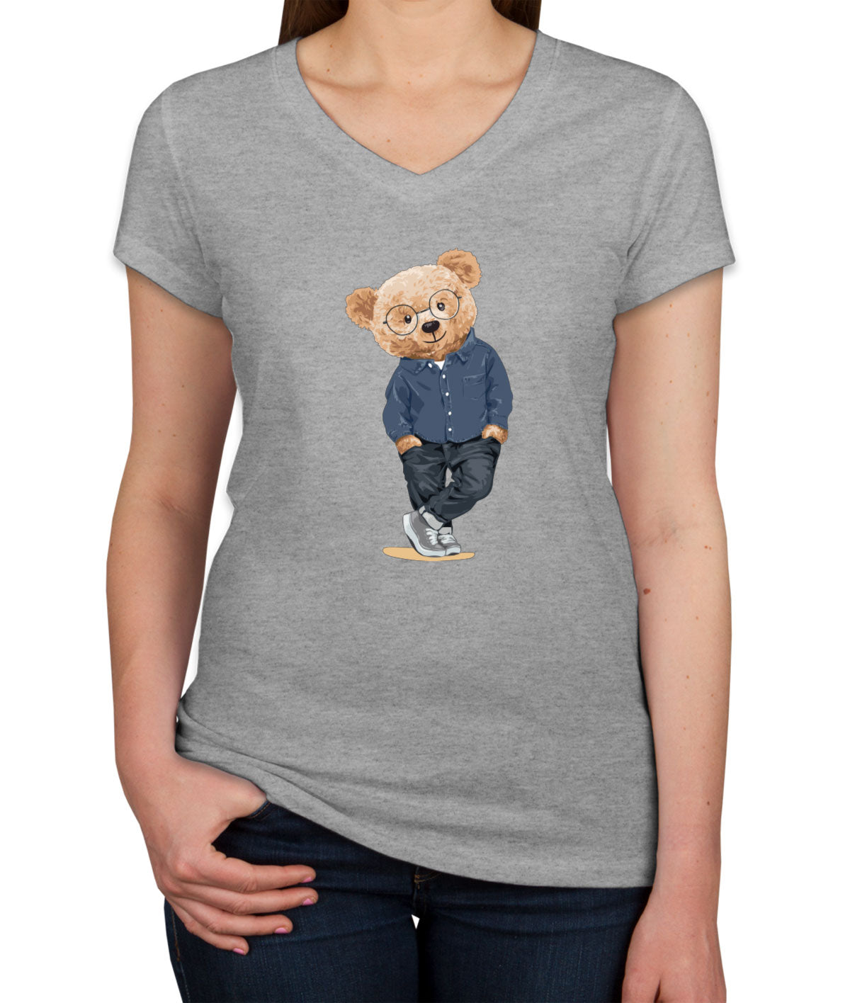 Teddy Bear Nice Guy Women's V Neck T-shirt