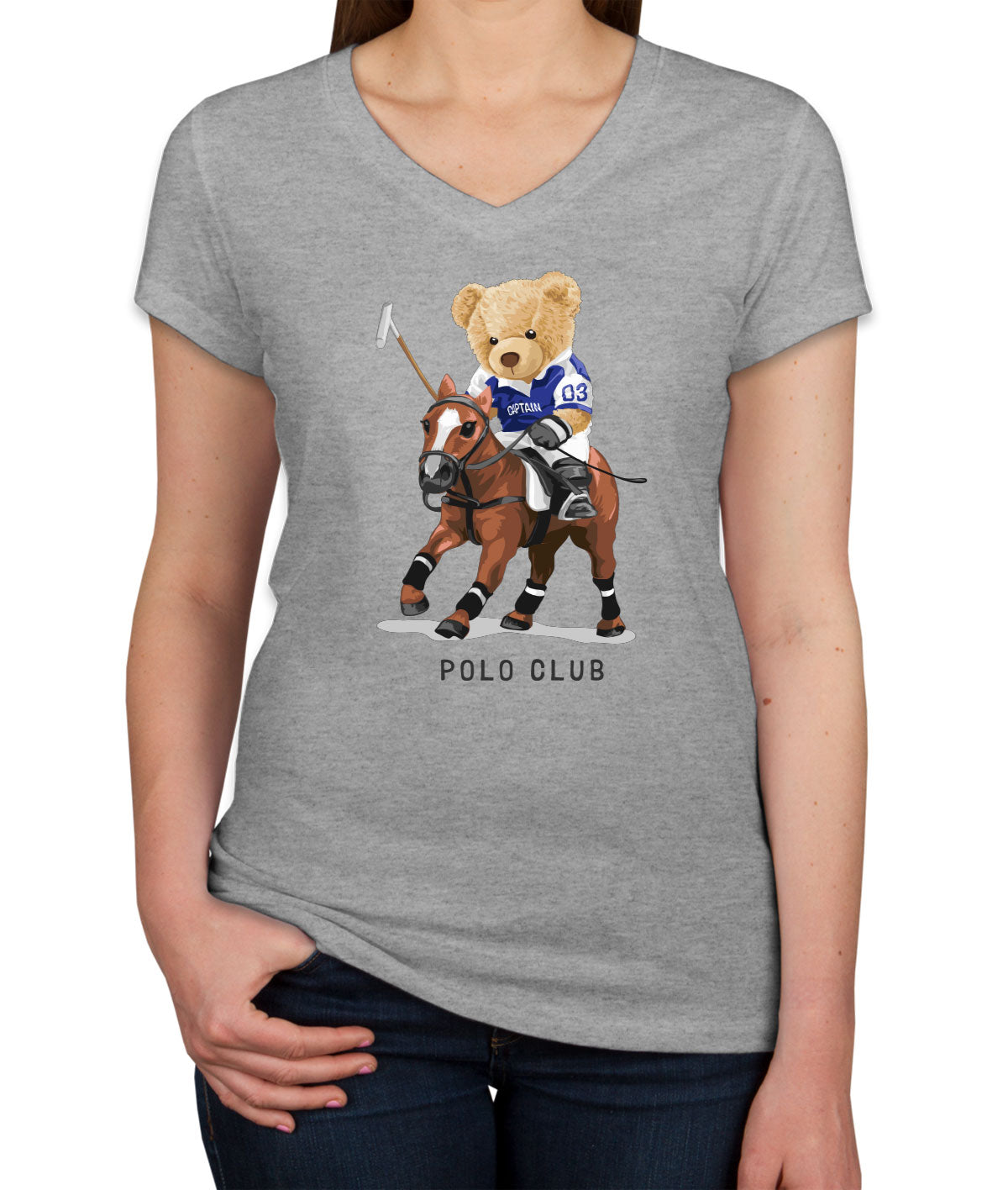 Teddy Bear Polo Women's V Neck T-shirt