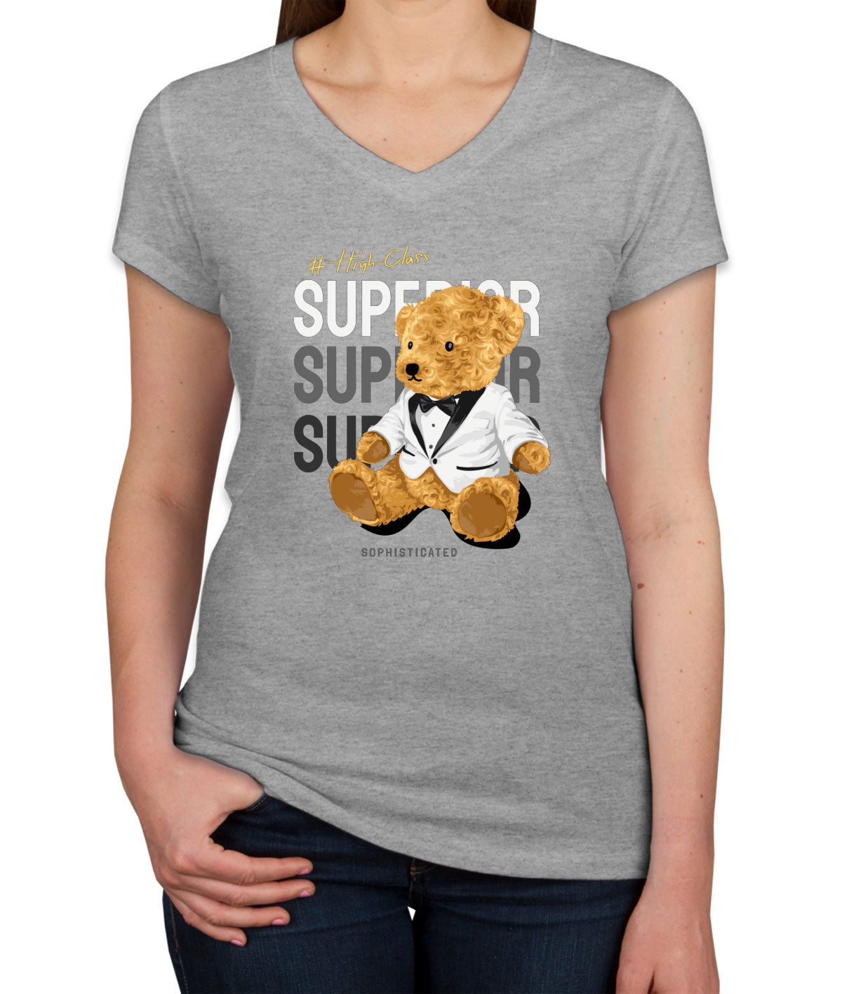 Teddy Bear Superior Women's V Neck T-shirt