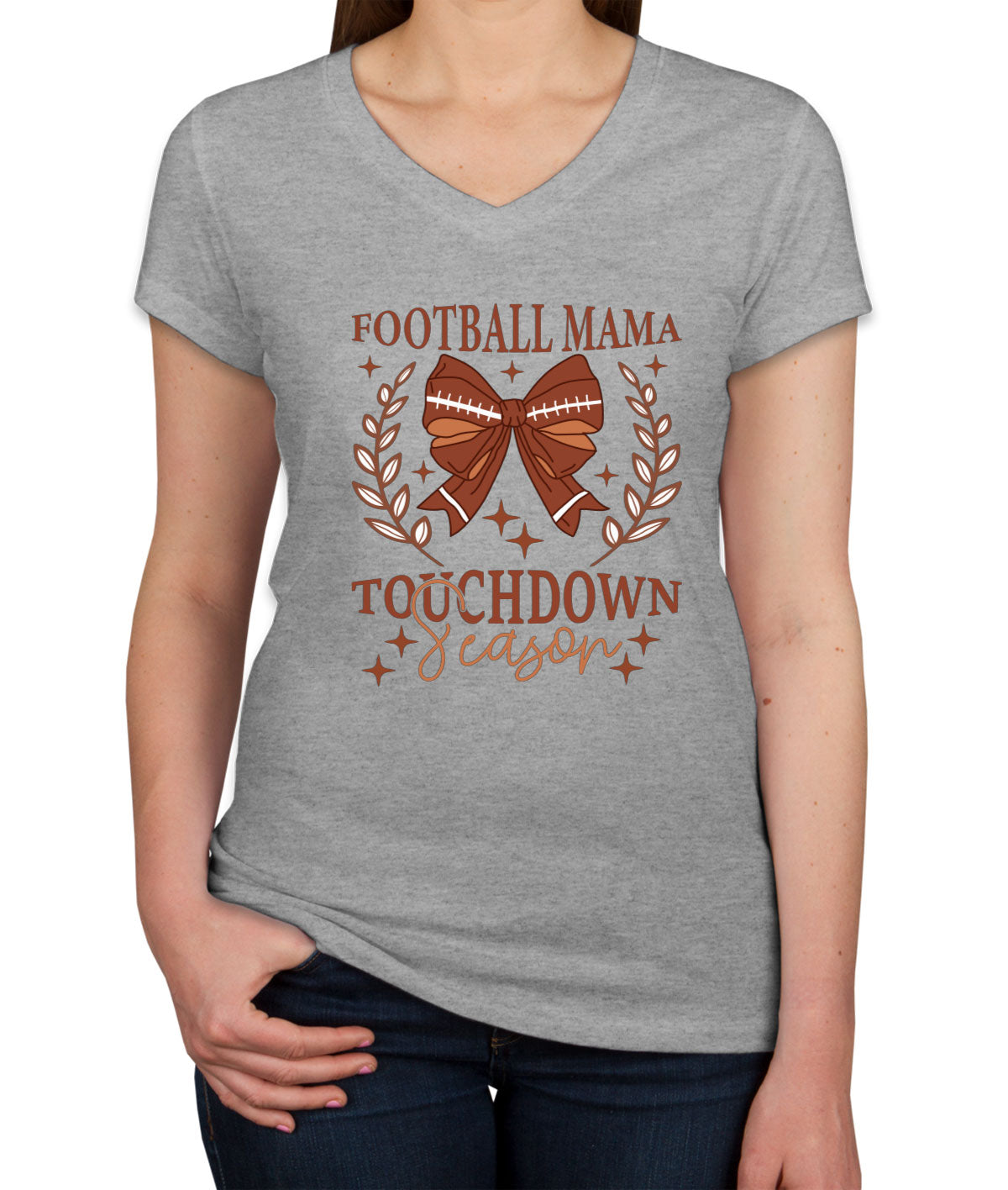 Football Mama Touchdown Season Women's V Neck T-shirt