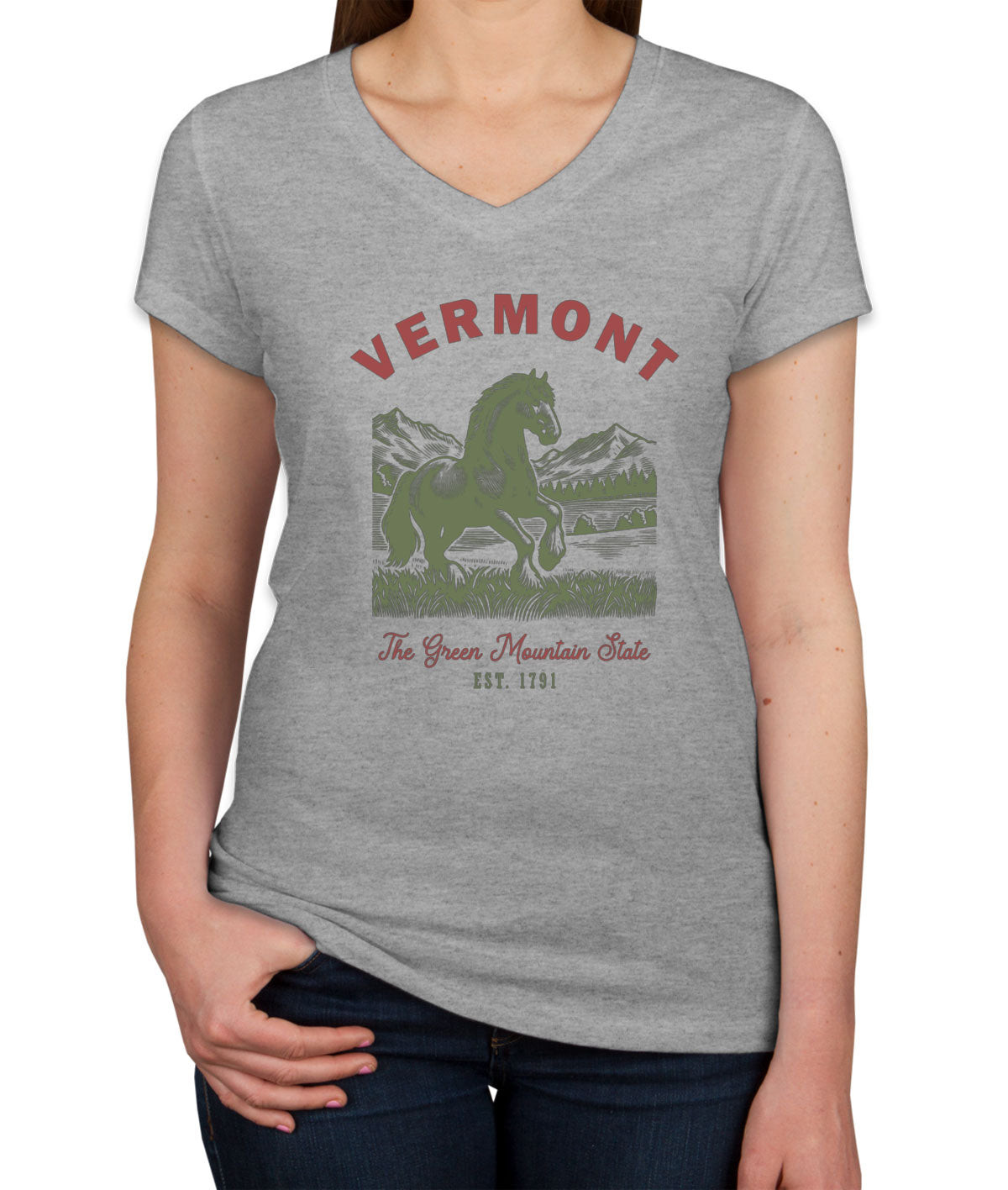 Vermont State Vintage Women's V Neck T-shirt