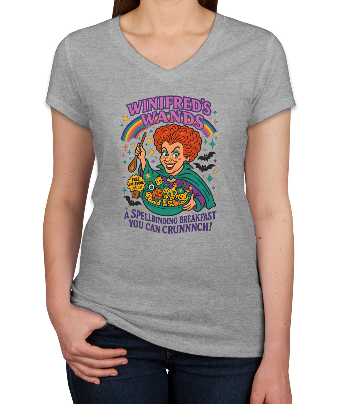 Vinifred's Wands Halloween Women's V Neck T-shirt