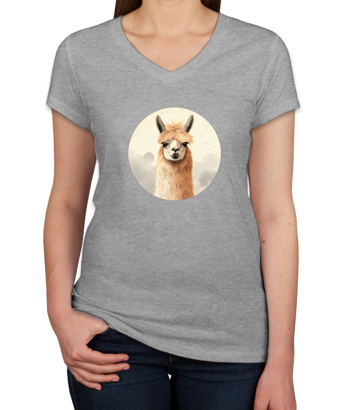 Vintage Lllama Women's V Neck T-shirt