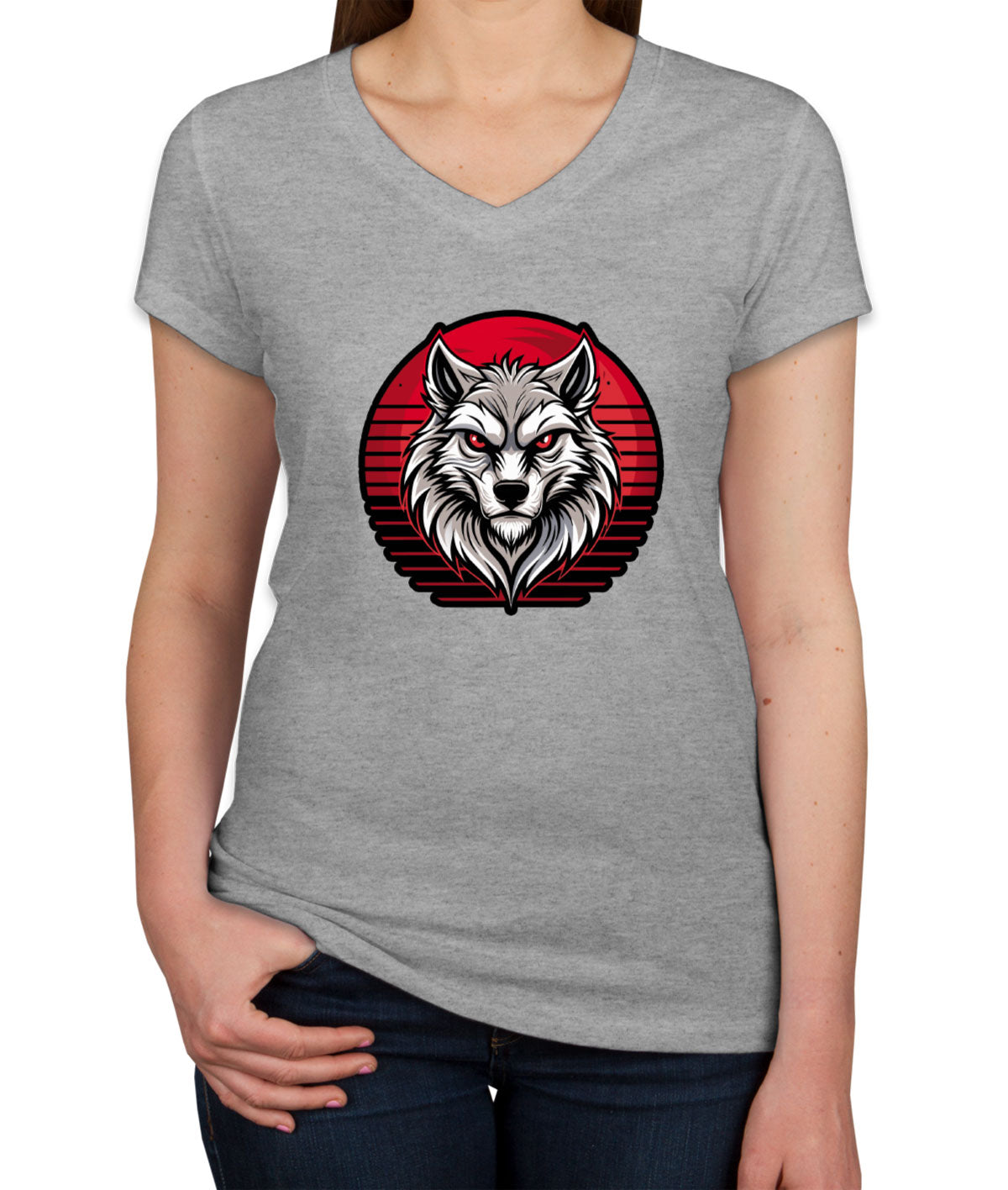 Wolf Head Women's V Neck T-shirt