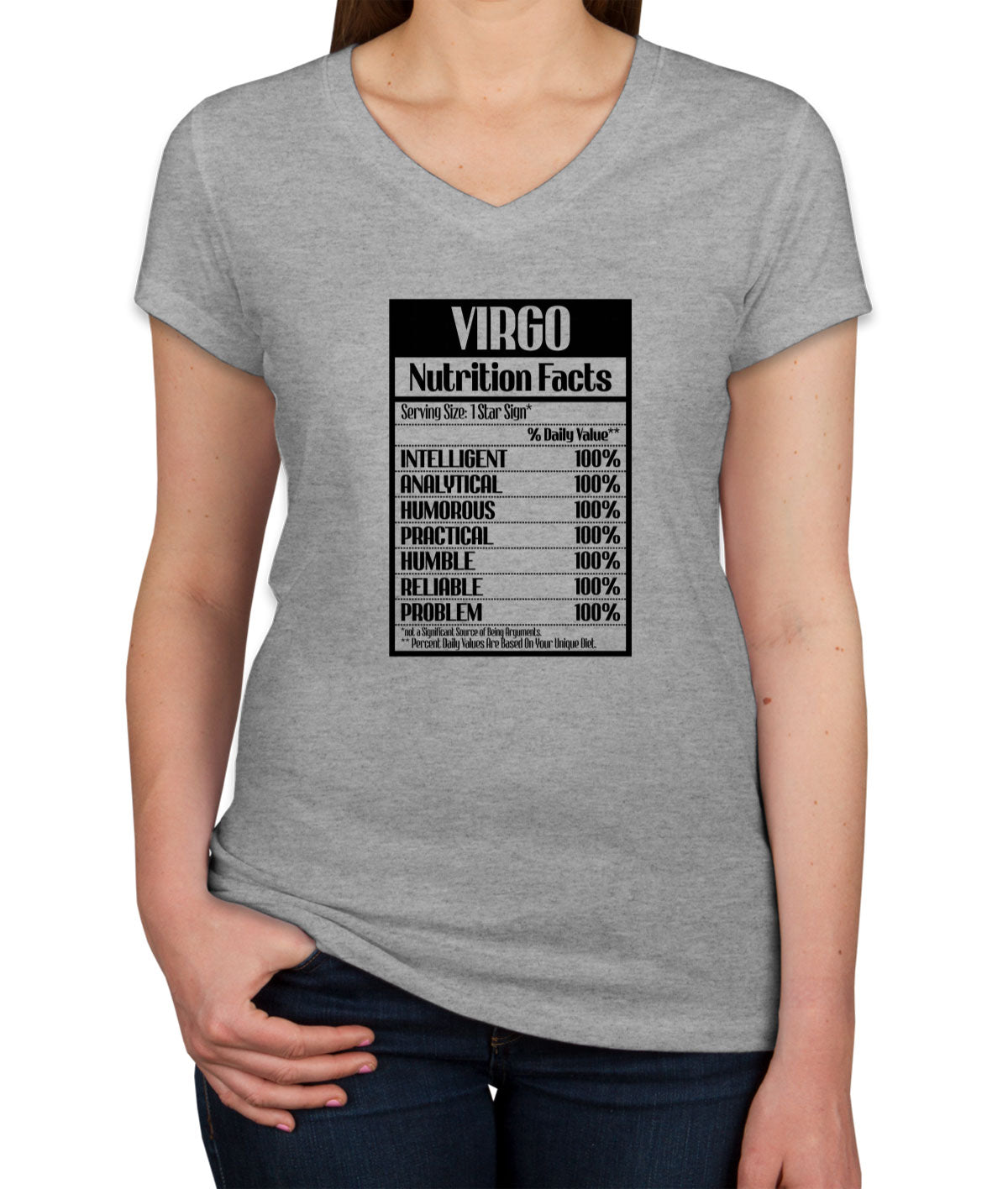 Virgo Zodiac Nutrition Facts Women's V Neck T-shirt