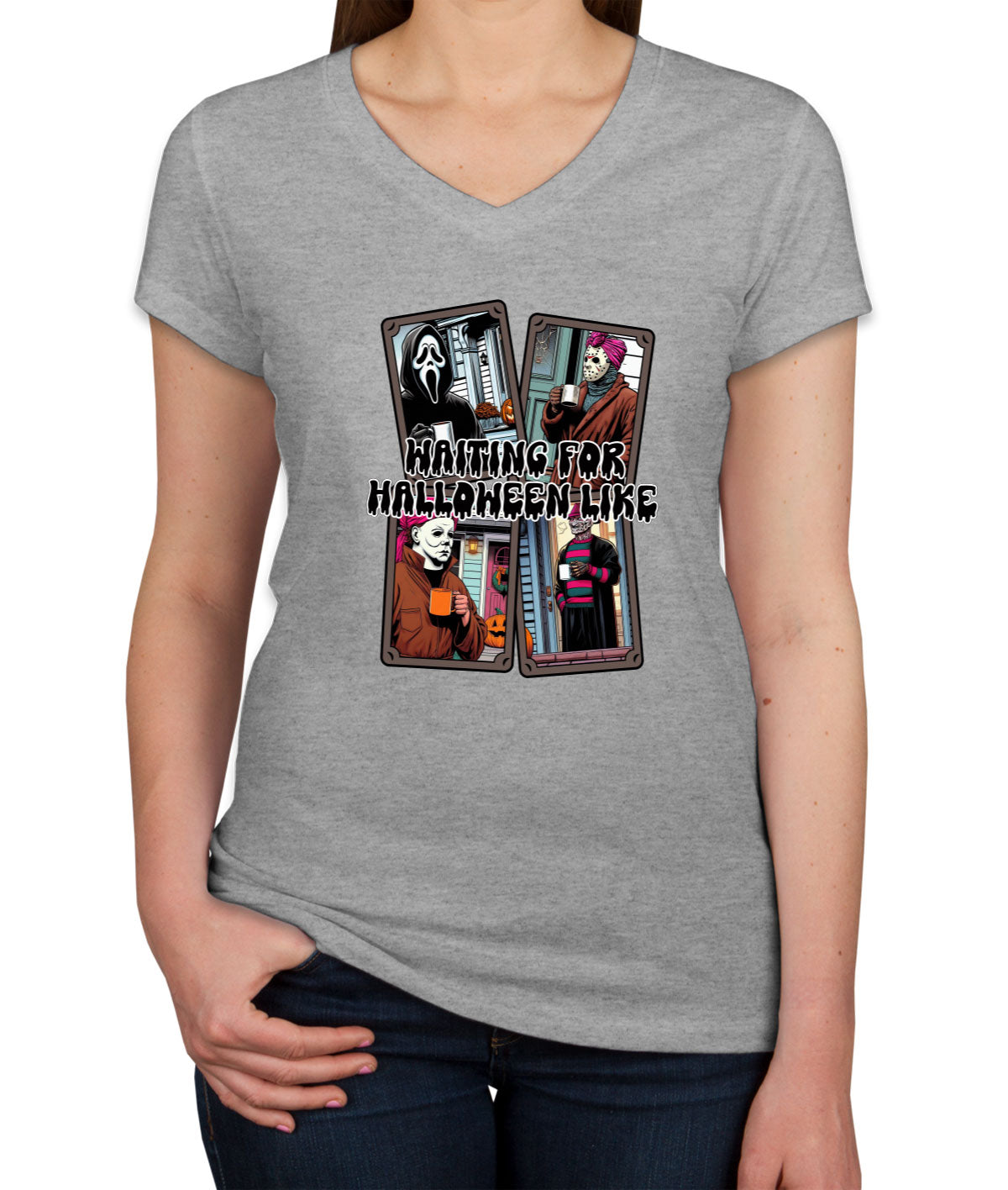 Waiting For Halloween Like Women's V Neck T-shirt