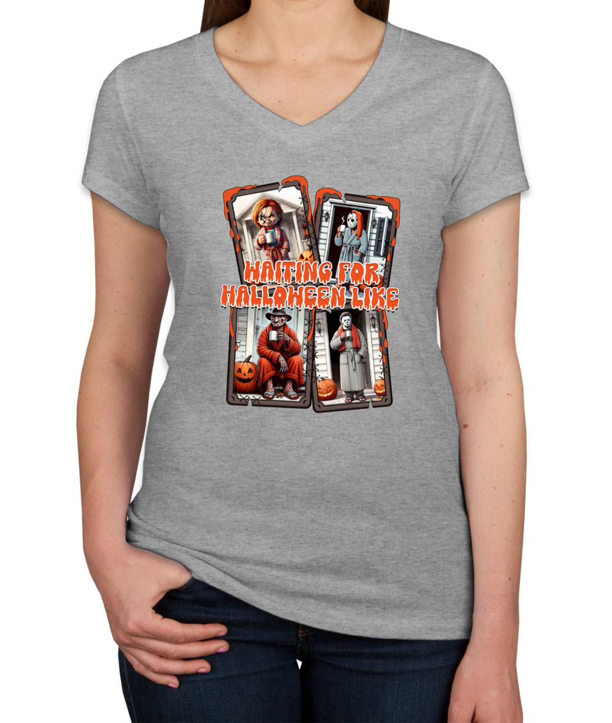 Waiting For Halloween Like Women's V Neck T-shirt