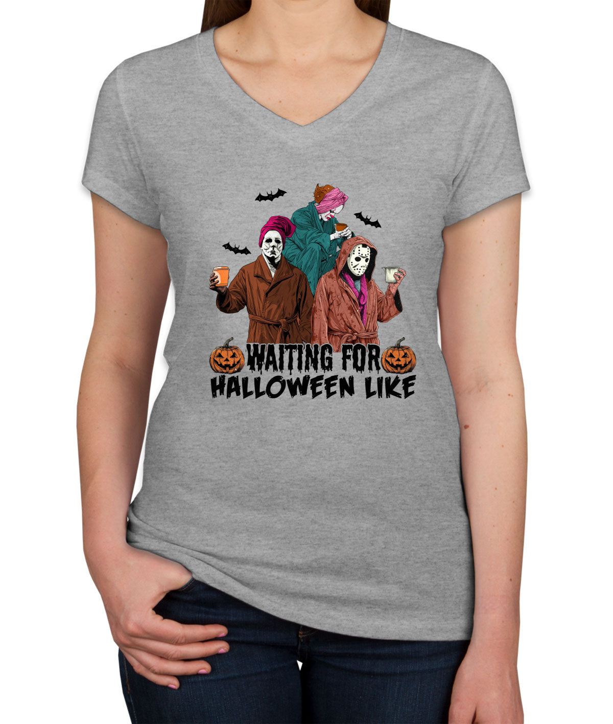 Waiting For Halloween Like Women's V Neck T-shirt