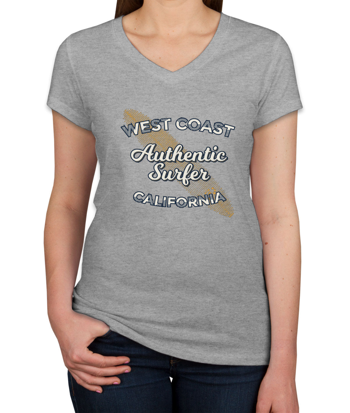Authentic Surfer West Coast California Women's V Neck T-shirt