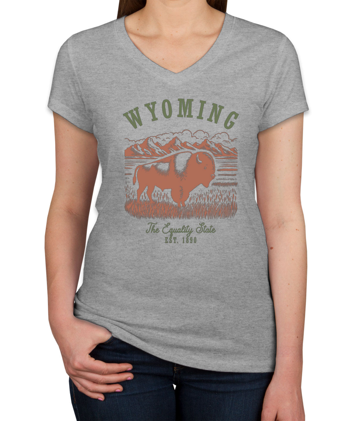 Wyoming State Vintage Women's V Neck T-shirt