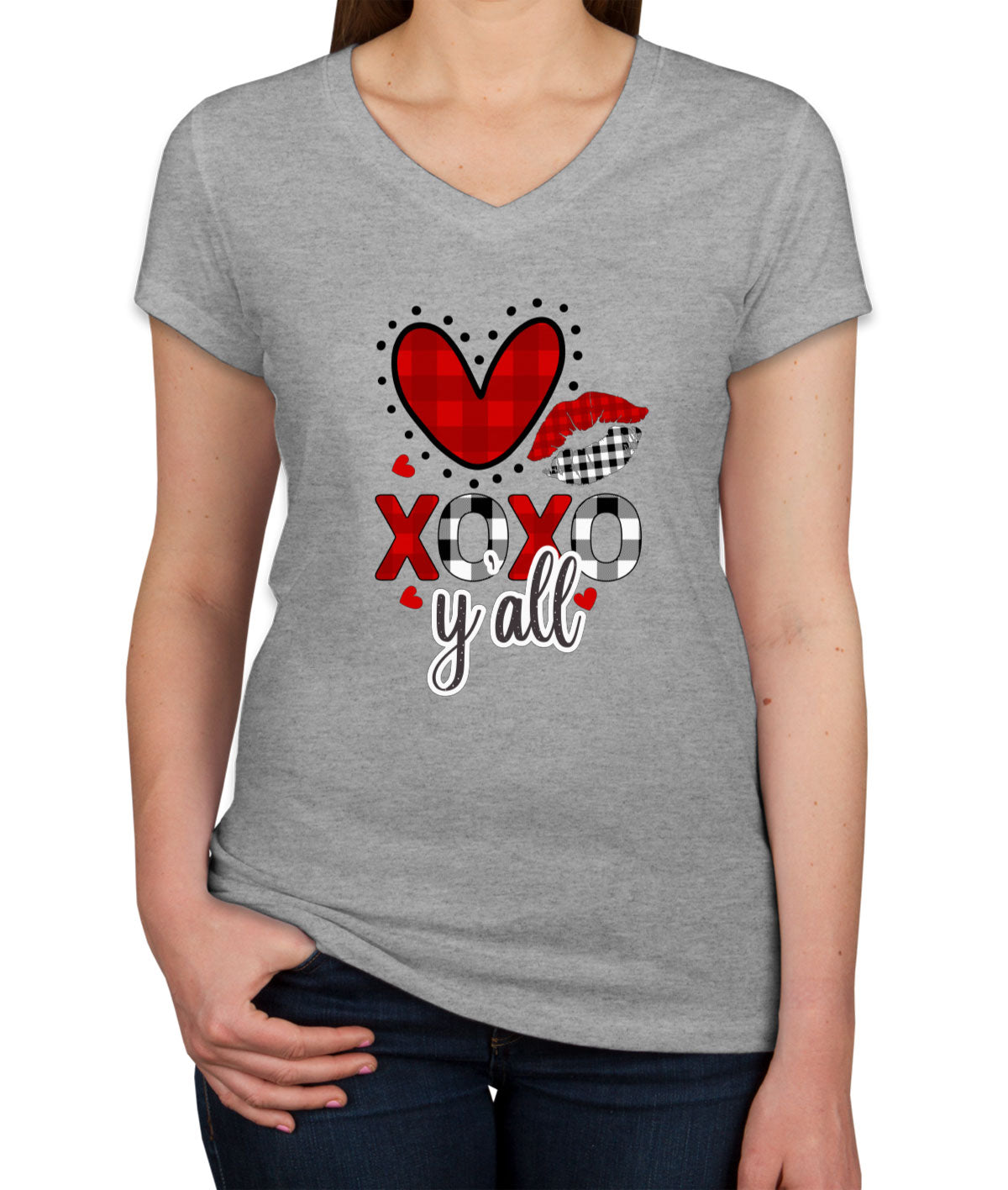 XOXO Love Valentine's Day Women's V Neck T-shirt