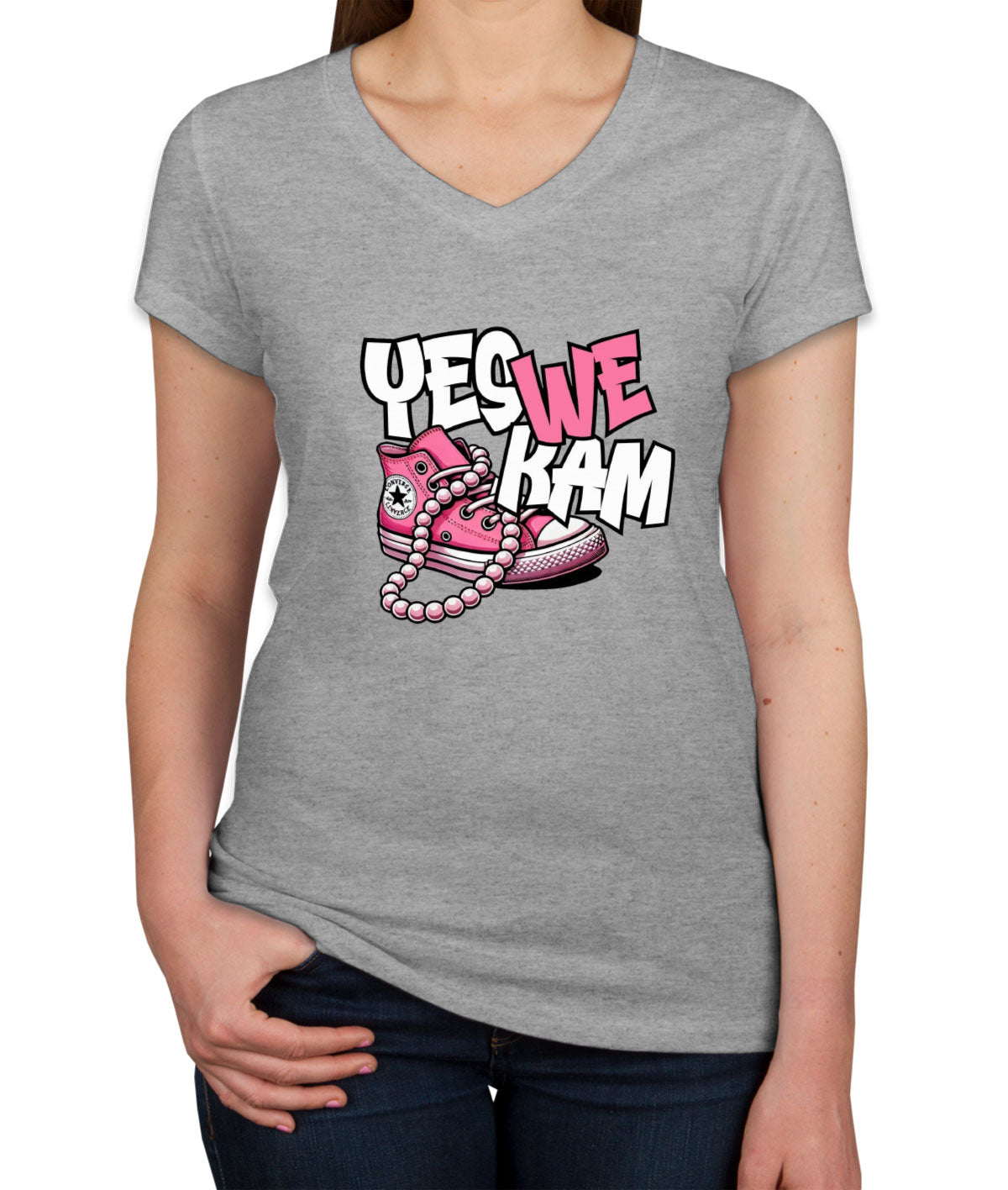 Yes We Kam Kamala Harris Presidential Election Women's V Neck T-shirt