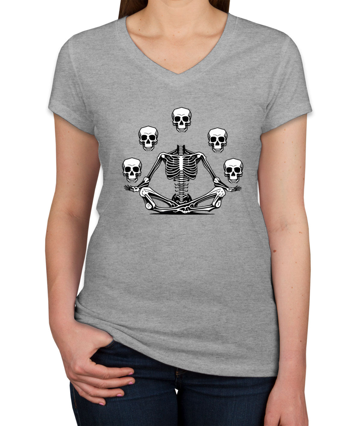 Skeleton Yoga Women's V Neck T-shirt