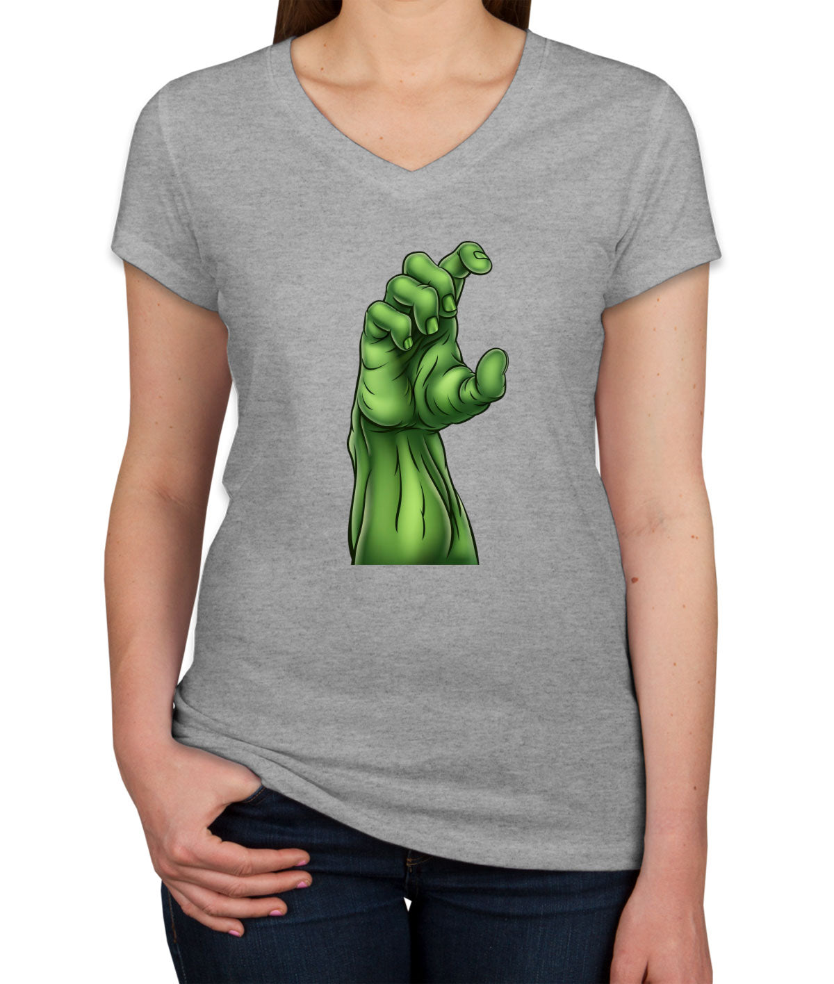 Zombie Monster Hand Halloween Women's V Neck T-shirt