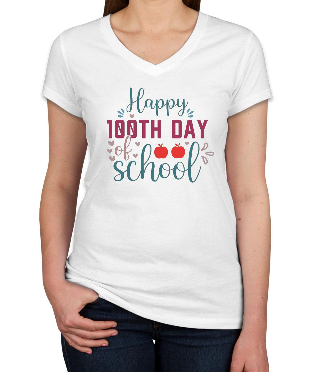 Happy 100th Day Of School Women's V Neck T-shirt