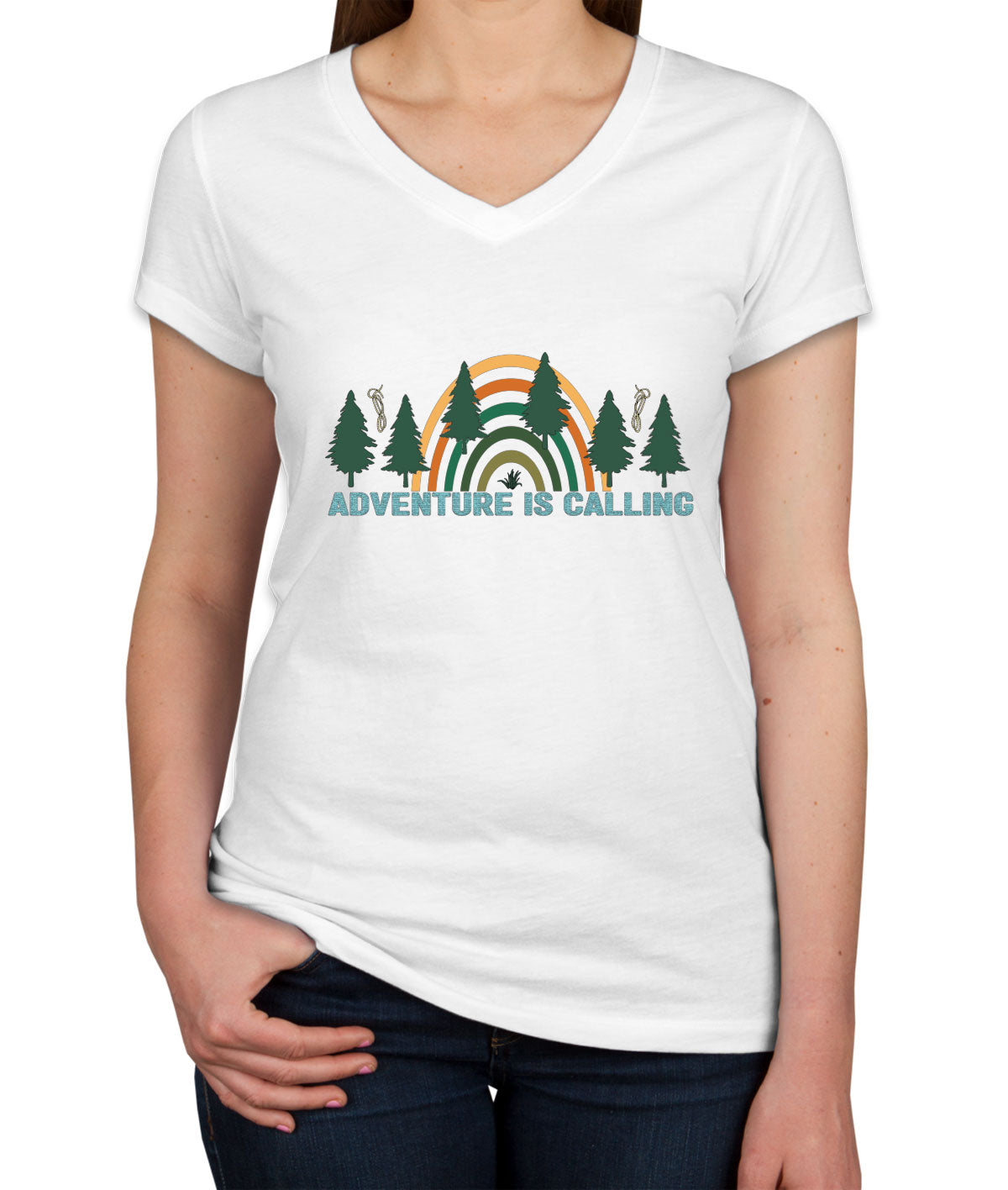 Adventure Is Calling Camp Women's V Neck T-shirt