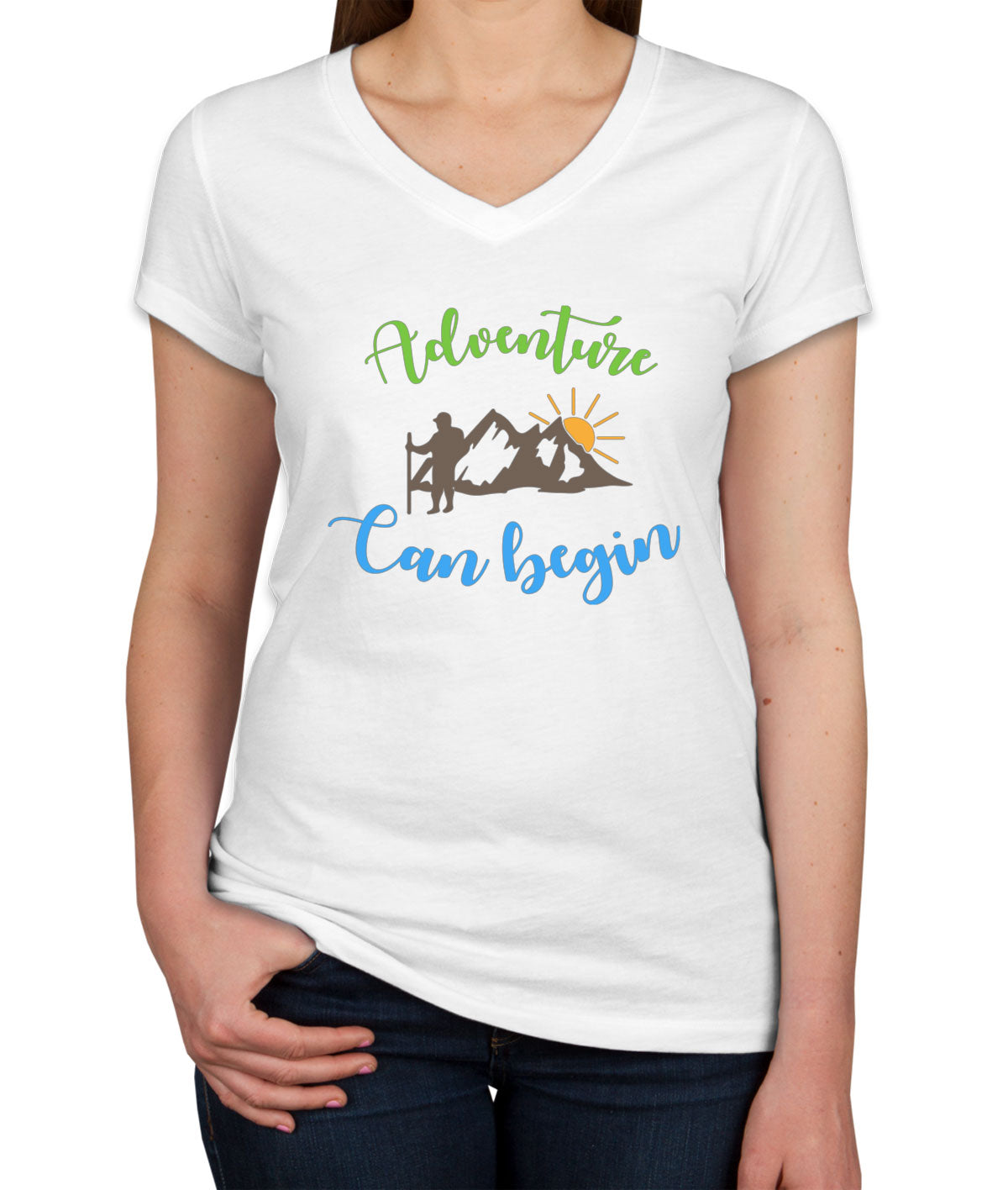 Adventure Can Begin Women's V Neck T-shirt