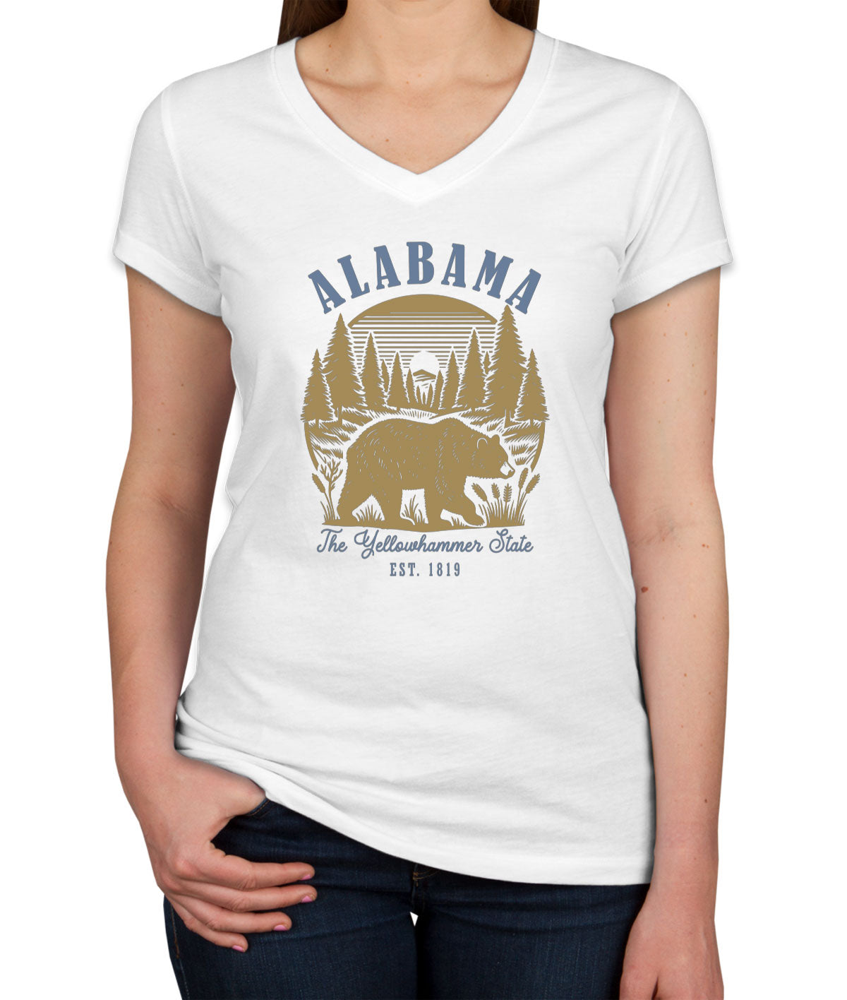 Alabama State Vintage Women's V Neck T-shirt