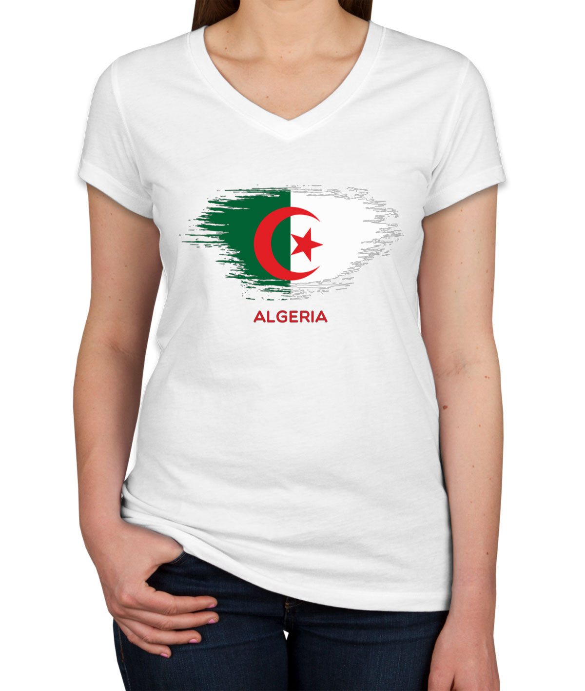Algeria Flag Women's V Neck T-shirt