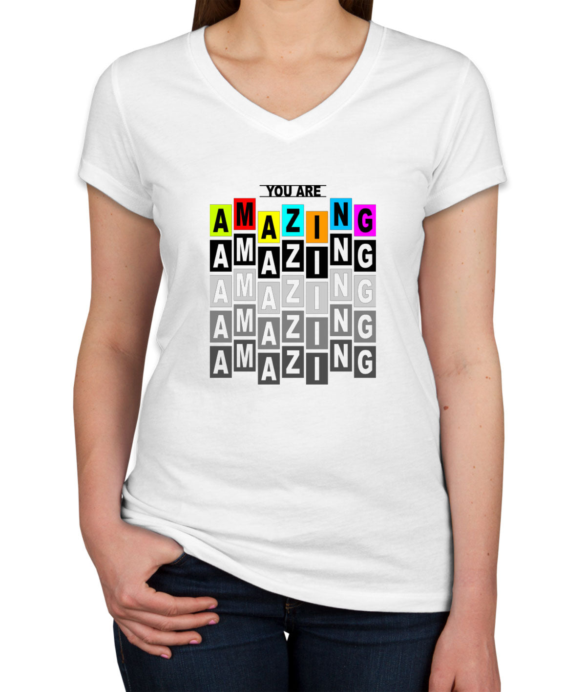 Amazing Typography Women's V Neck T-shirt