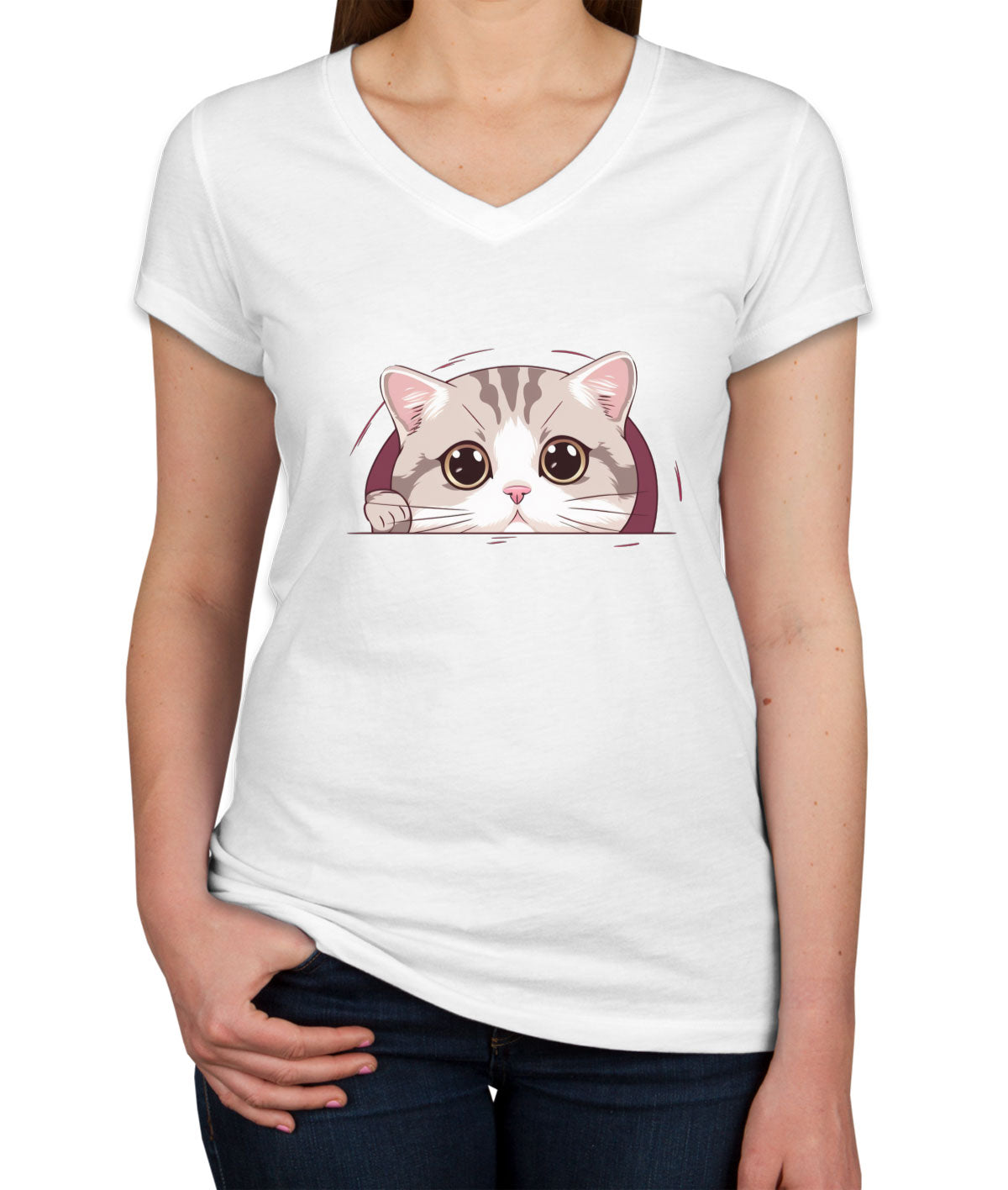 Cute American Cat Women's V Neck T-shirt