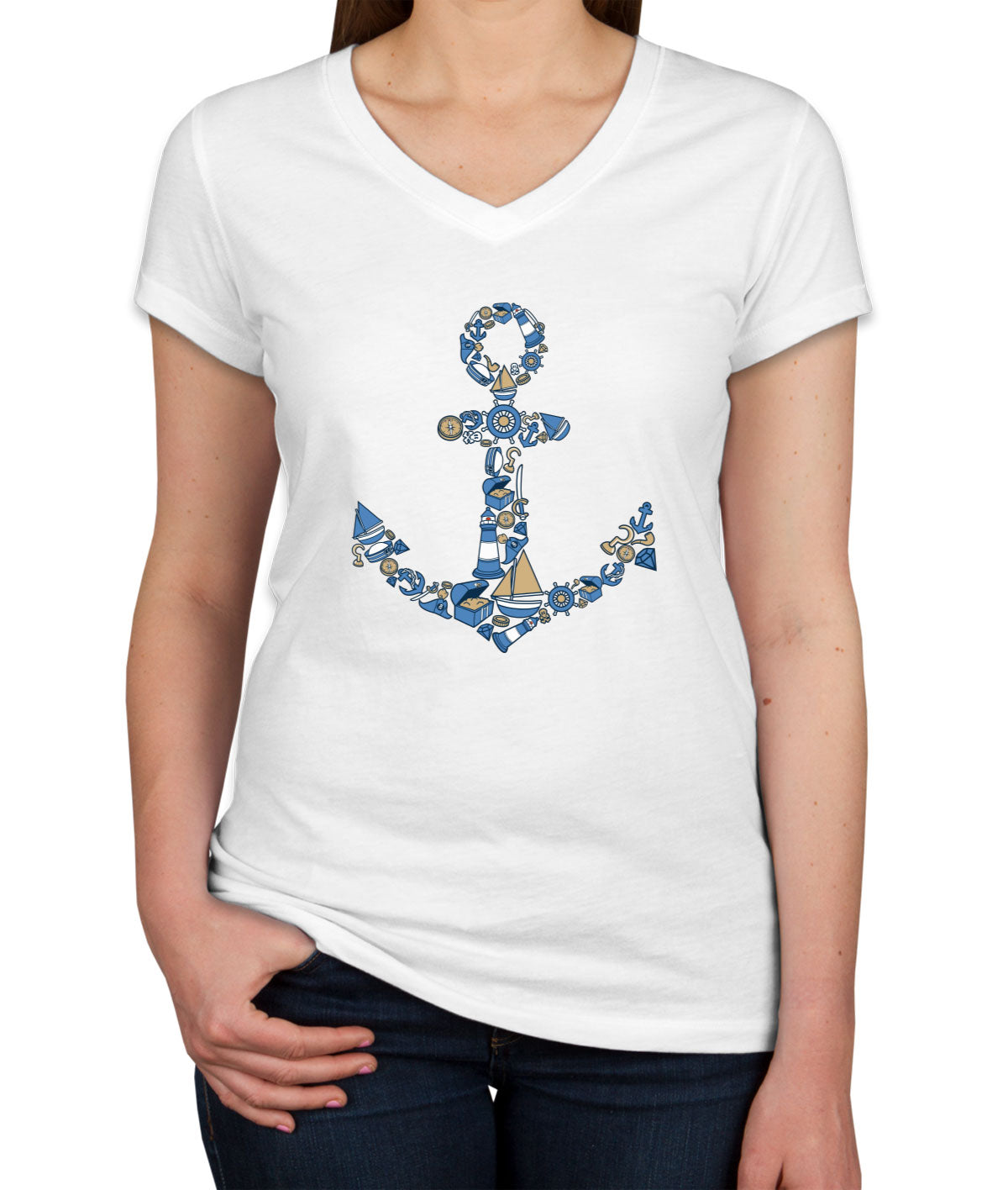 Anchor Women's V Neck T-shirt