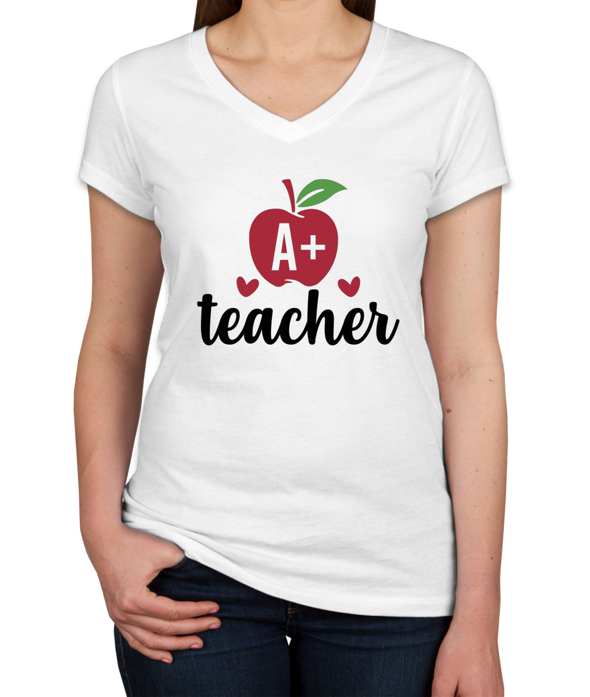 A+ Teacher Women's V Neck T-shirt