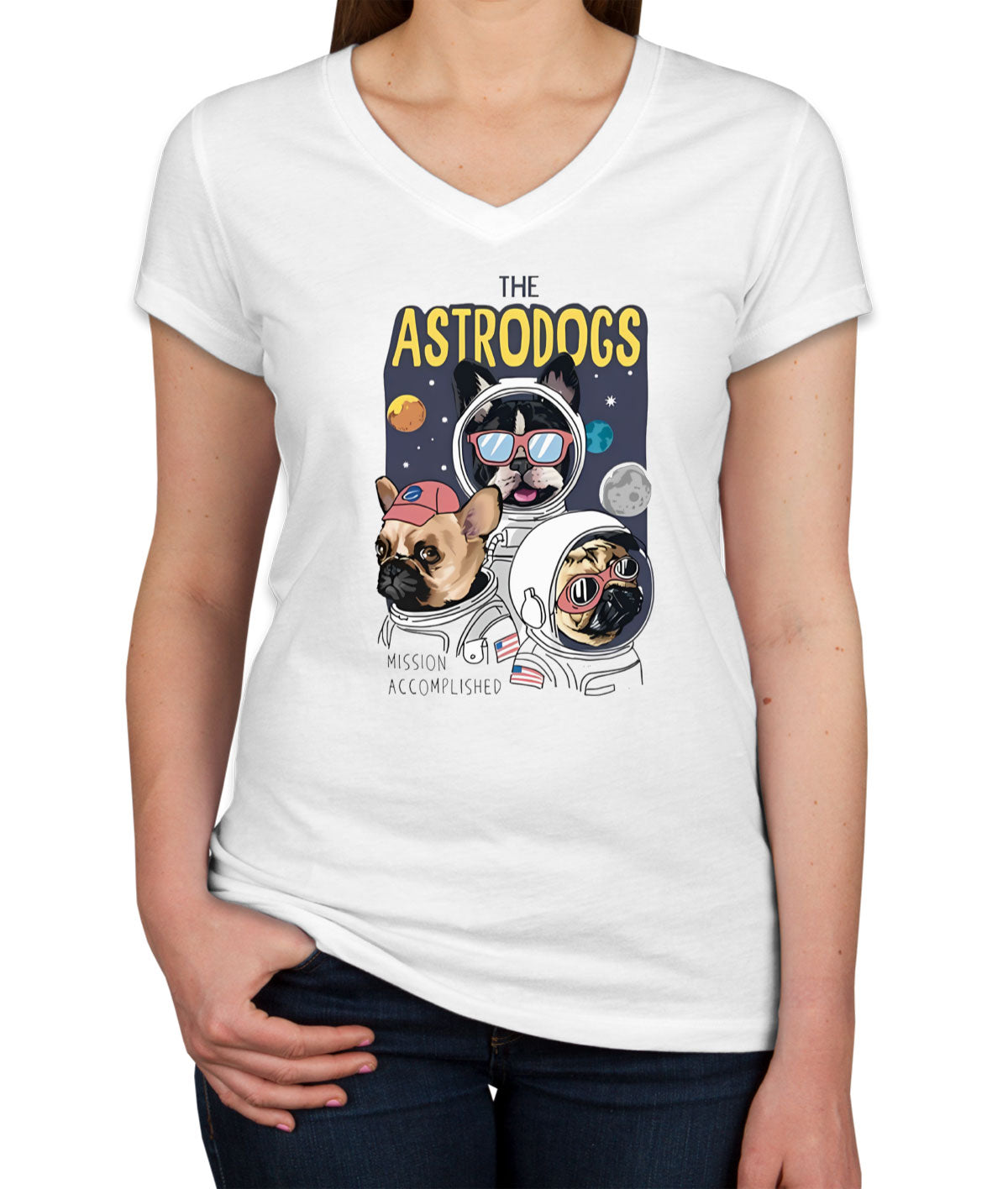 The Astrodogs Women's V Neck T-shirt