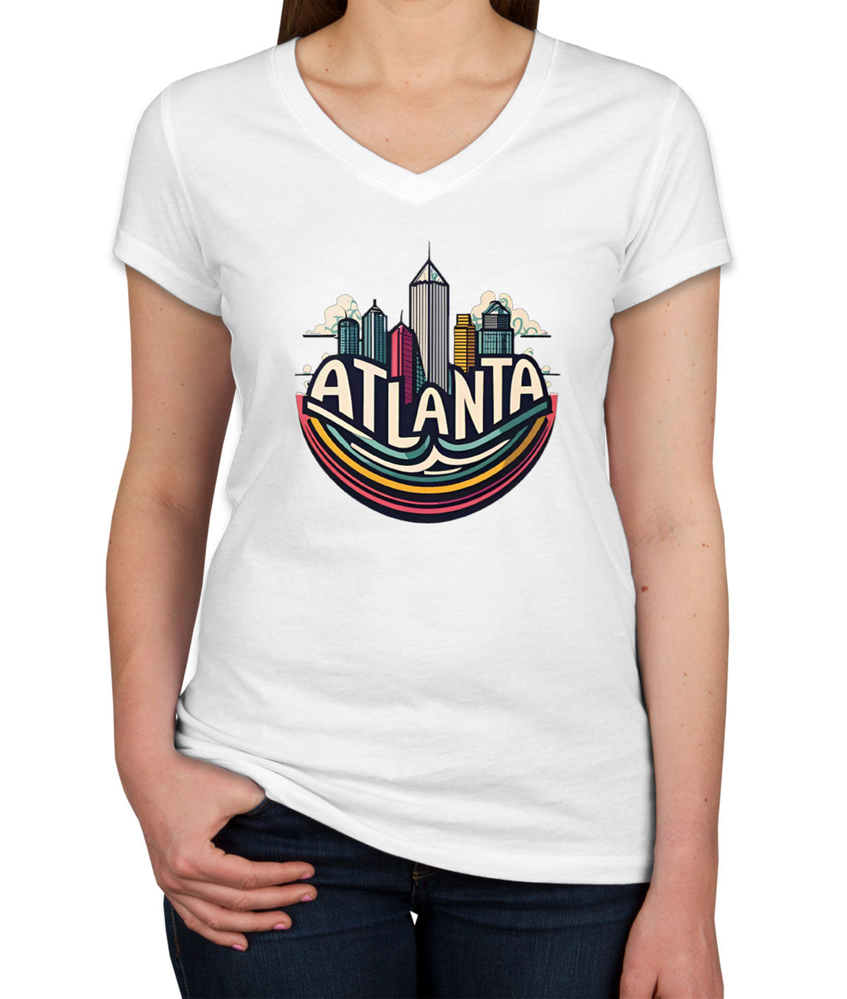 Atlanta Georgia Skyline Women's V Neck T-shirt