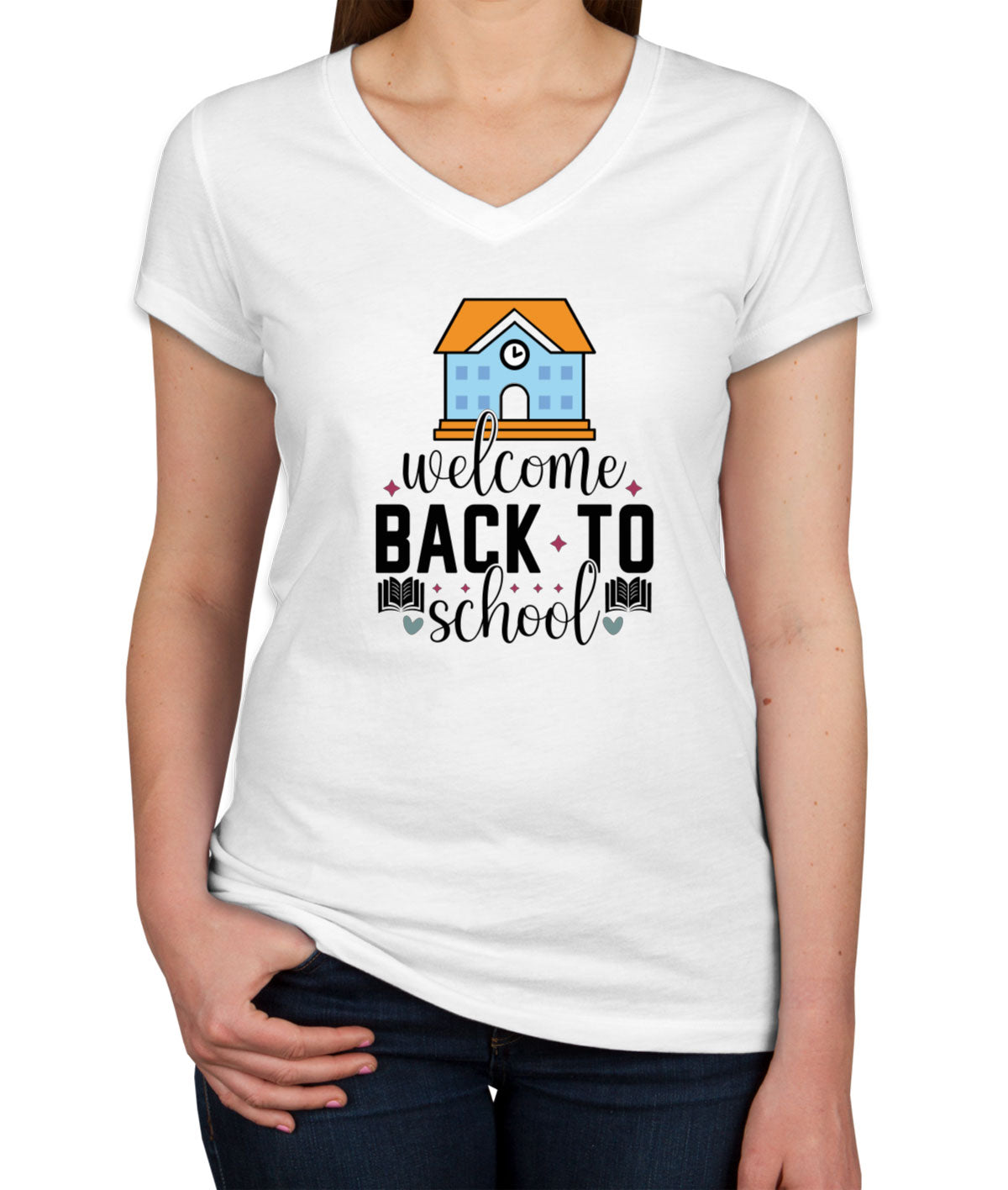 Welcome Back To School Women's V Neck T-shirt