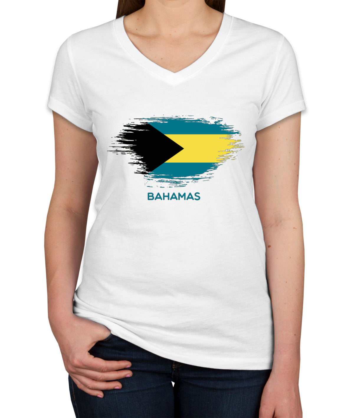 Bahamas Flag Women's V Neck T-shirt