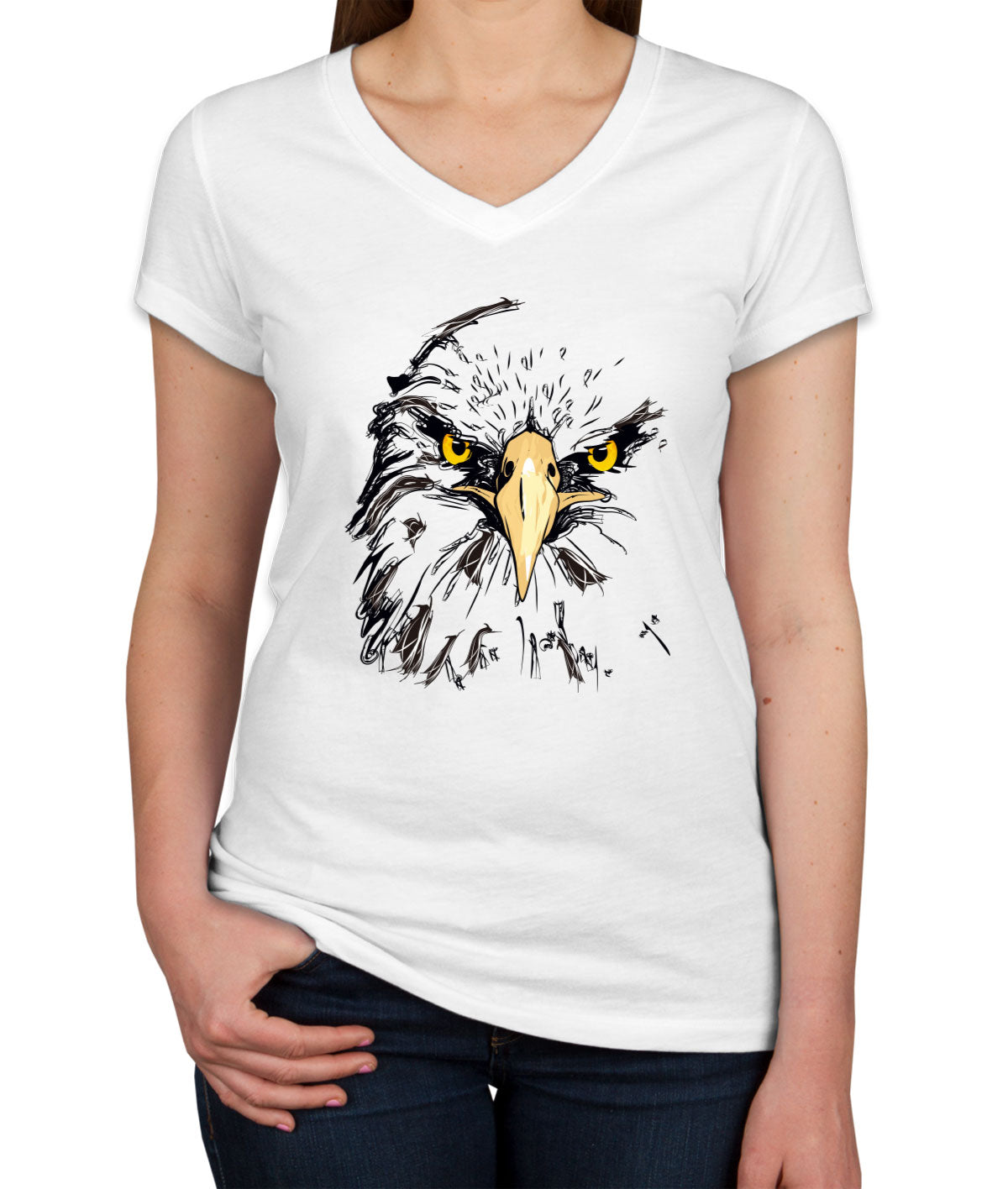 American Bald Eagle Patriotic Women's V Neck T-shirt