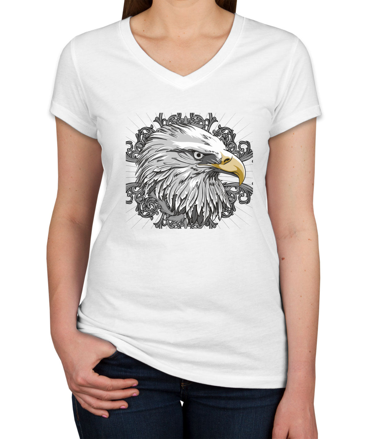 American Bald Eagle Patriotic Women's V Neck T-shirt