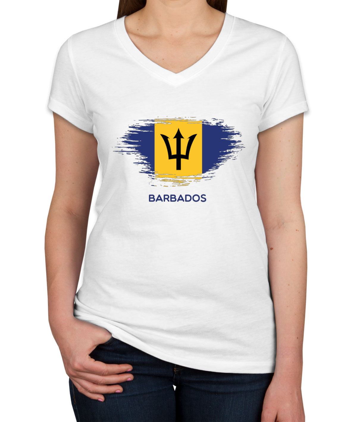 Barbados Flag Women's V Neck T-shirt