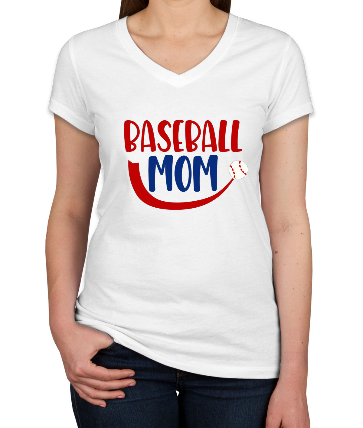 Baseball Mom Women's V Neck T-shirt