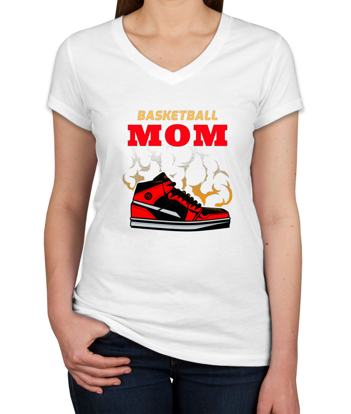 Basketball Mom Basketball Sneakers Women's V Neck T-shirt