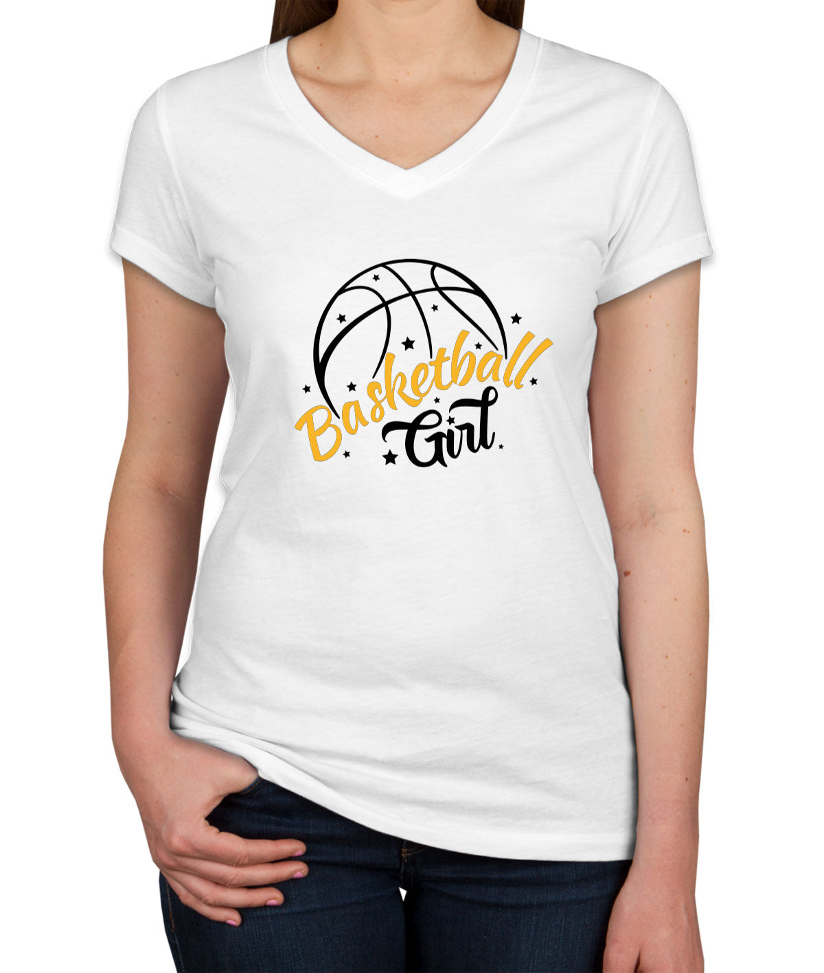 Basketball Girl Women's V Neck T-shirt