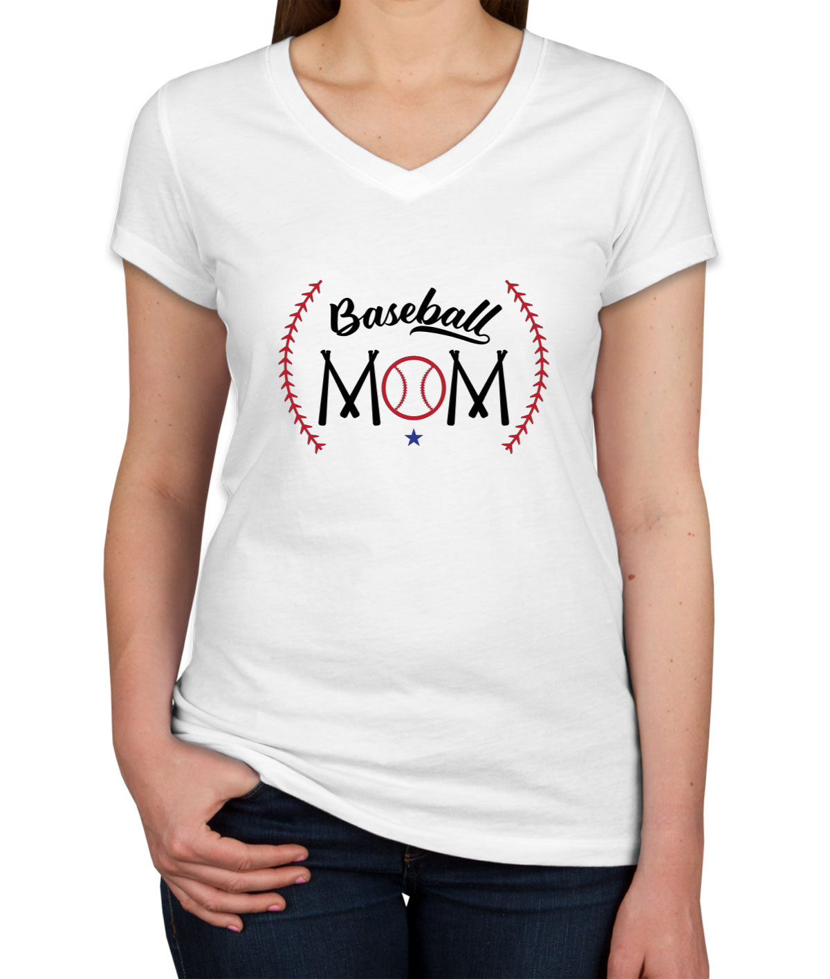 Baseball Mom Women's V Neck T-shirt