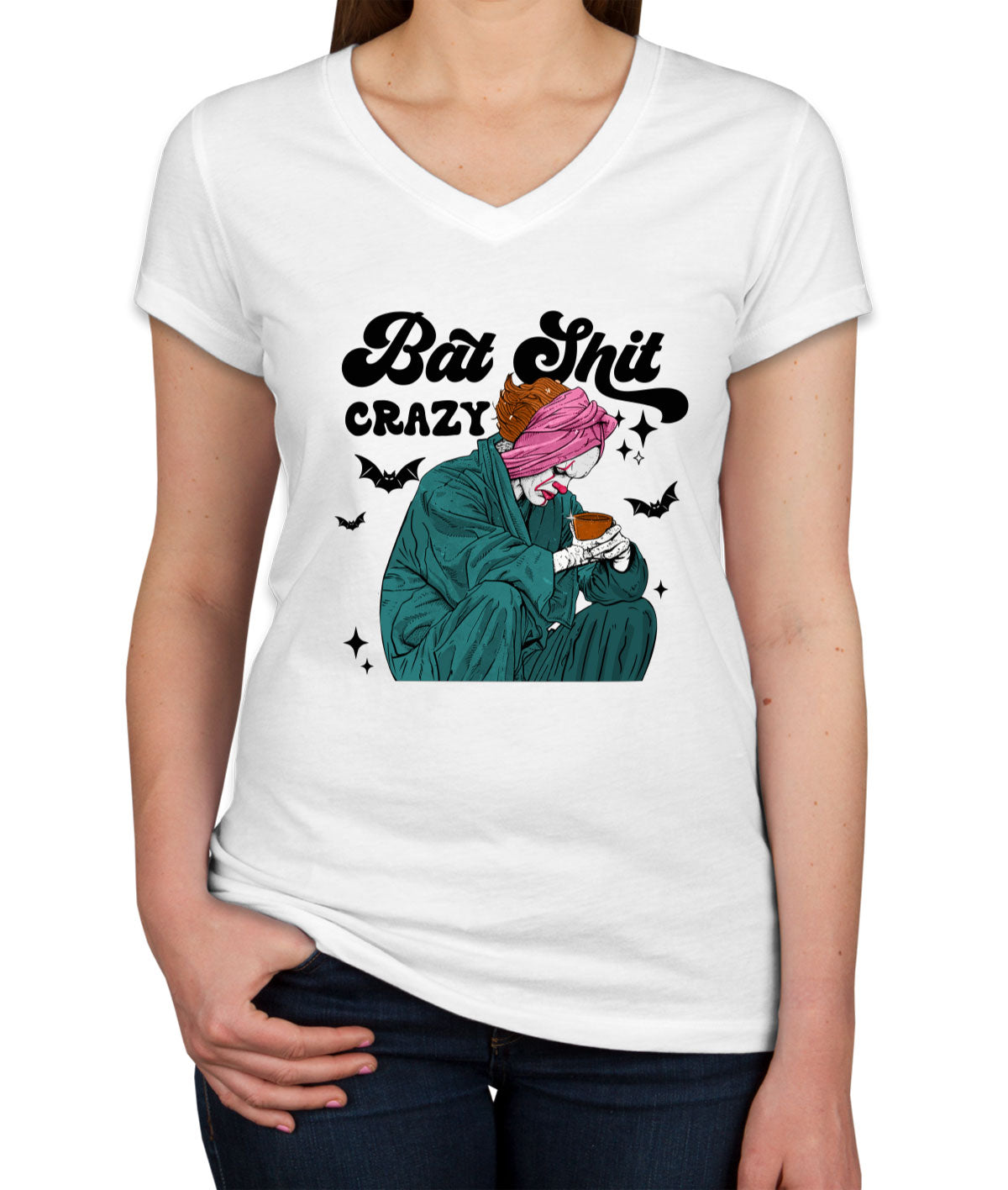 Bat Shit Crazy Pennywise Halloween Women's V Neck T-shirt