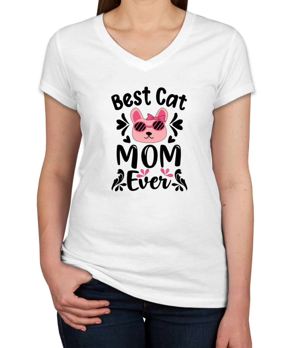 Best Cat Mom Ever Women's V Neck T-shirt
