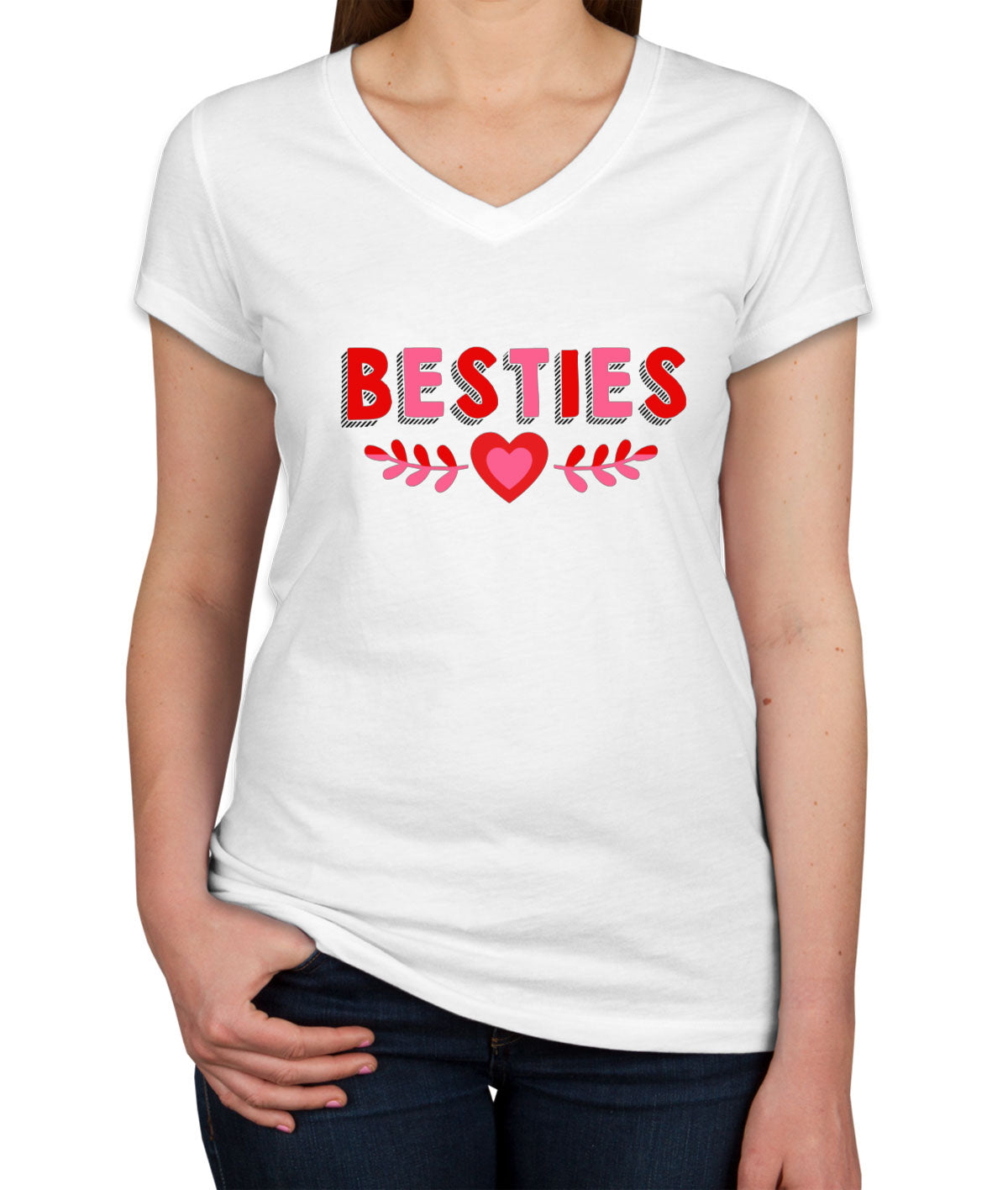 Besties Valentine's Day Women's V Neck T-shirt