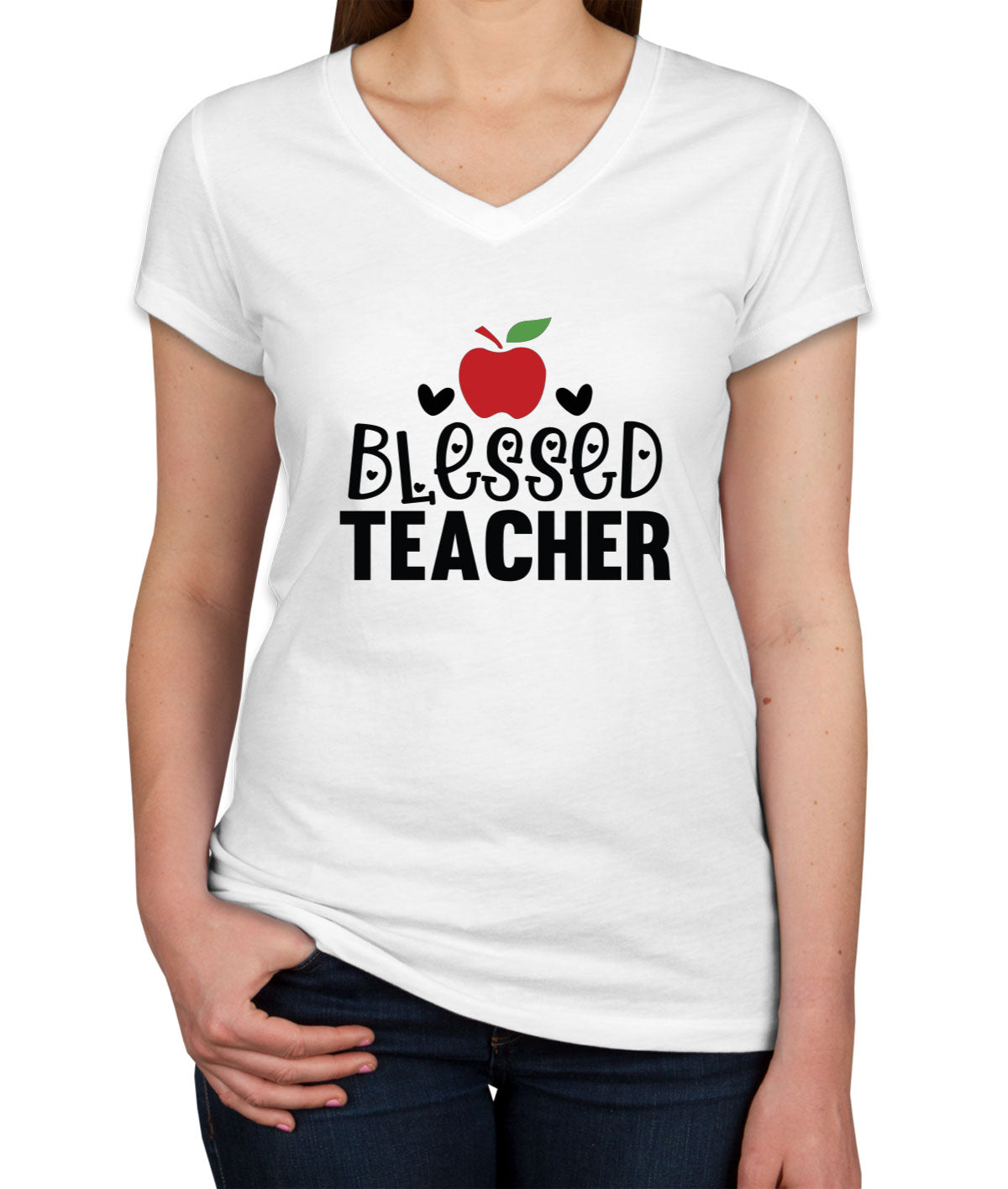 Blessed Teacher Women's V Neck T-shirt