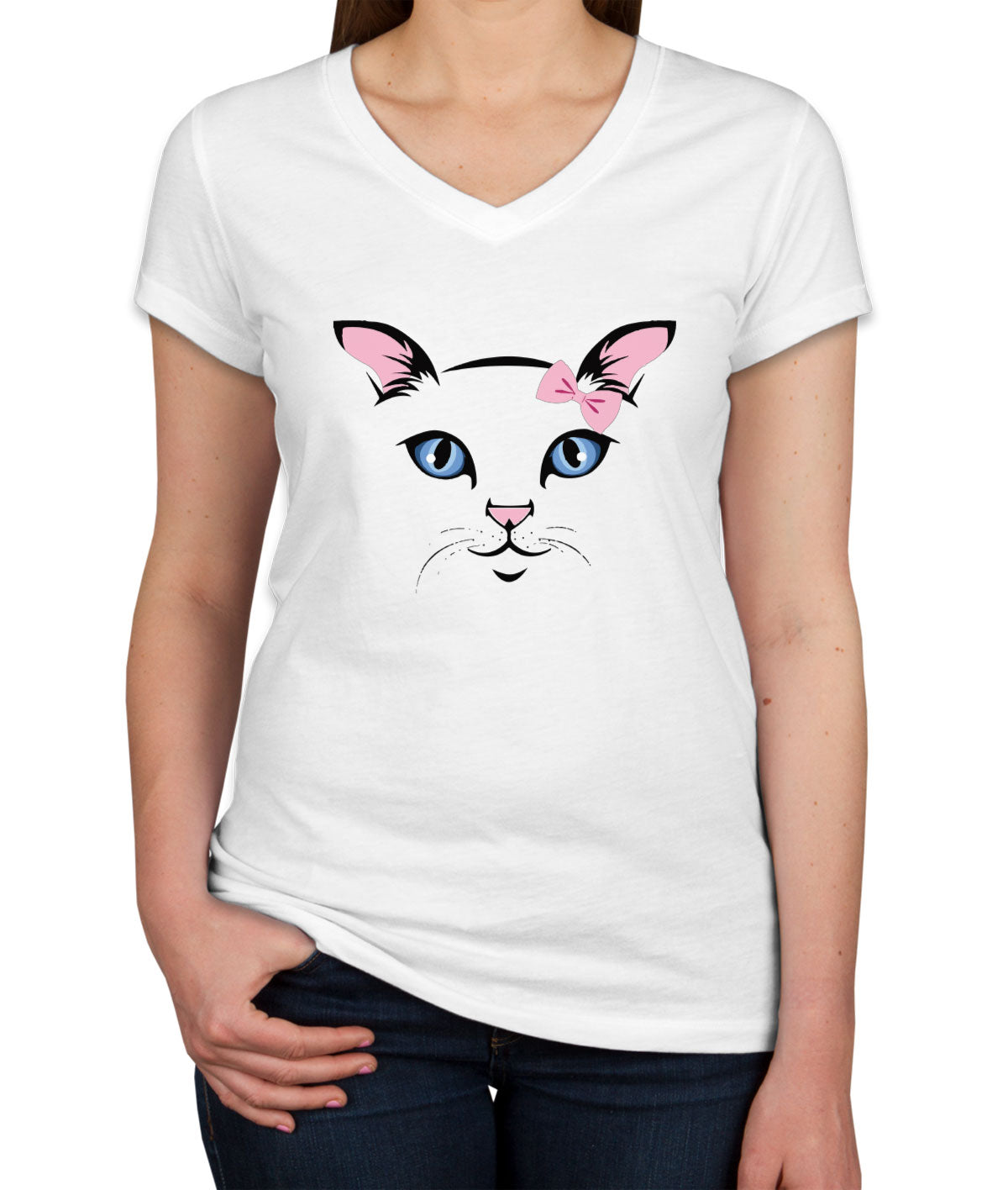 Blue Eyes Cat Women's V Neck T-shirt