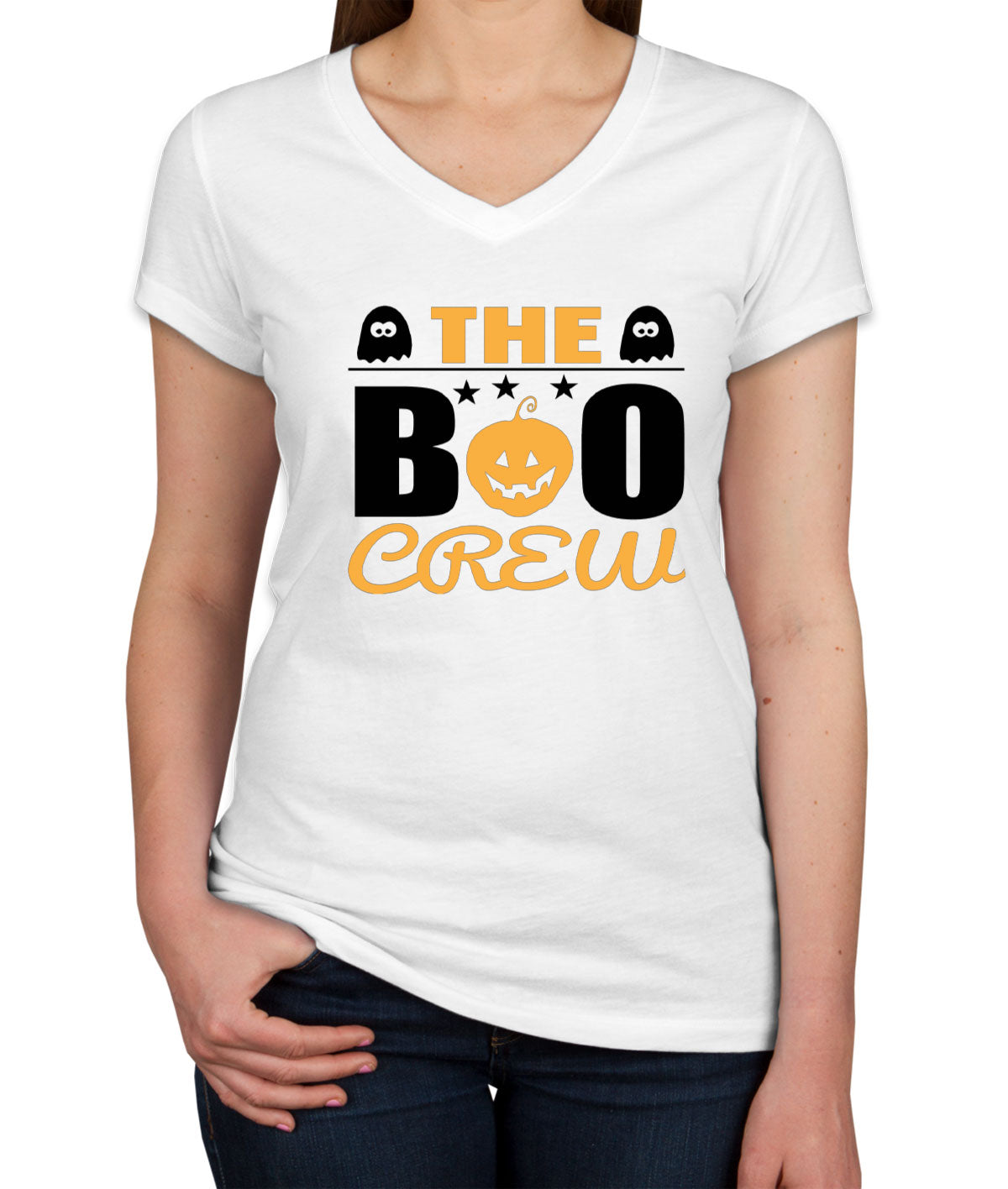 The Boo Crew Halloween Women's V Neck T-shirt