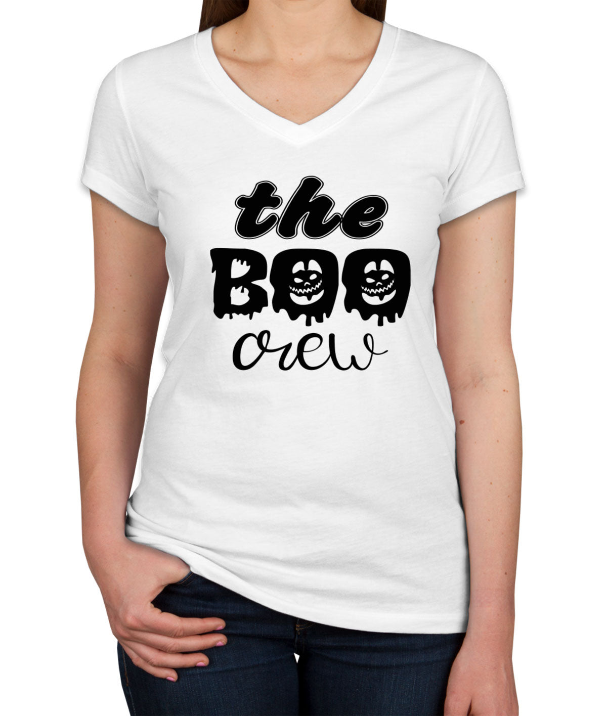 The Boo Crew Halloween Women's V Neck T-shirt