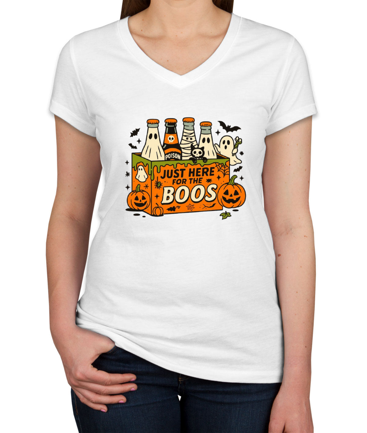 Just Here For The Boos Halloween Women's V Neck T-shirt