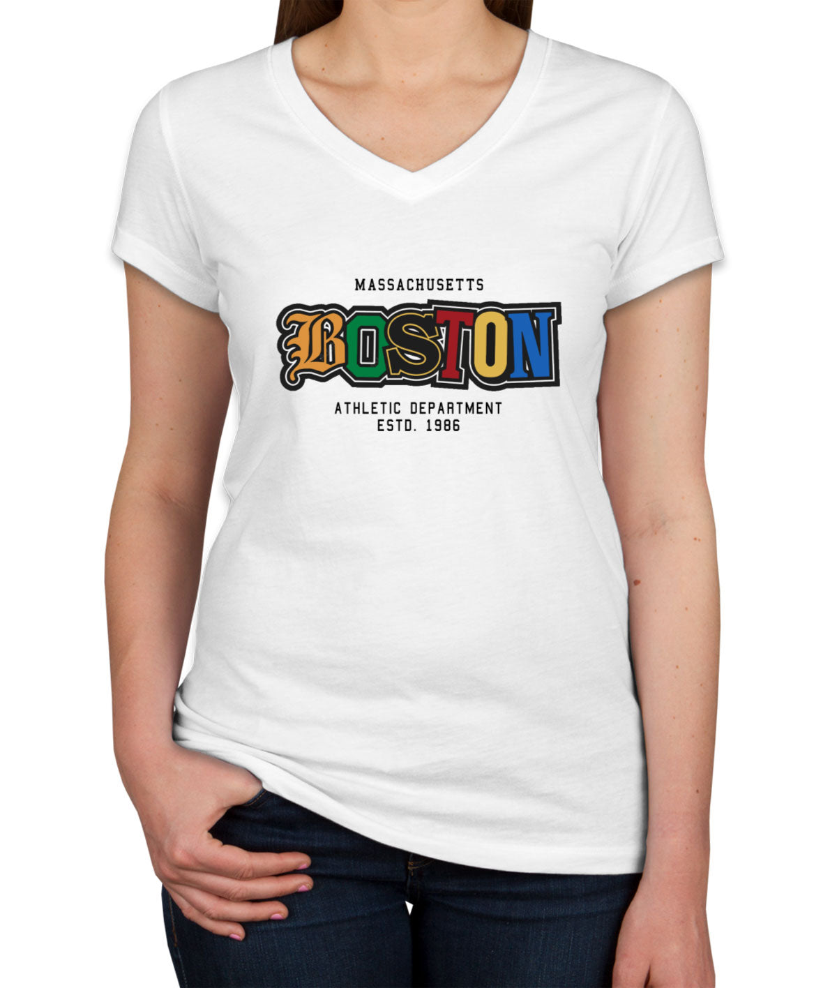 Boston Massachusetts Women's V Neck T-shirt