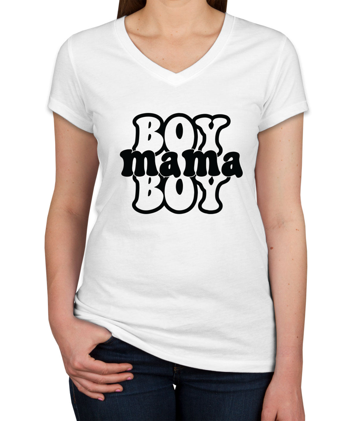 Boy Mama Mother's Day Women's V Neck T-shirt